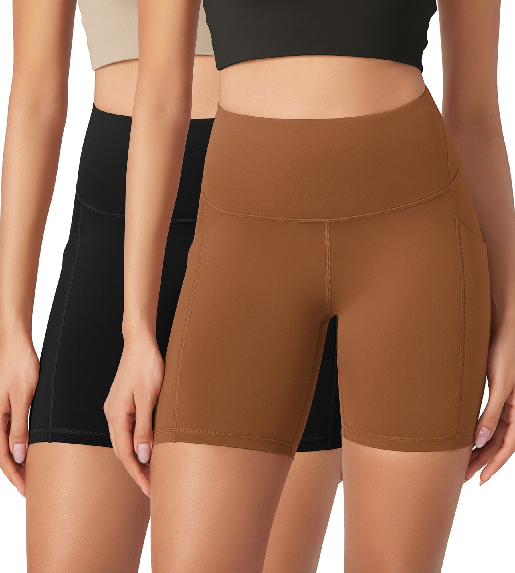 ODLEX 2-Pack 6 Inseam High Waist Workout Athletic Biker Shorts with Pockets - ododos