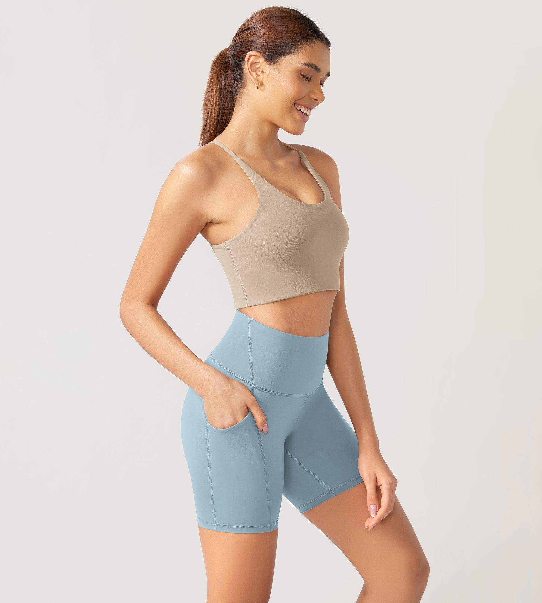 ODLEX 2-Pack 6 Inseam High Waist Workout Athletic Biker Shorts with Pockets - ododos