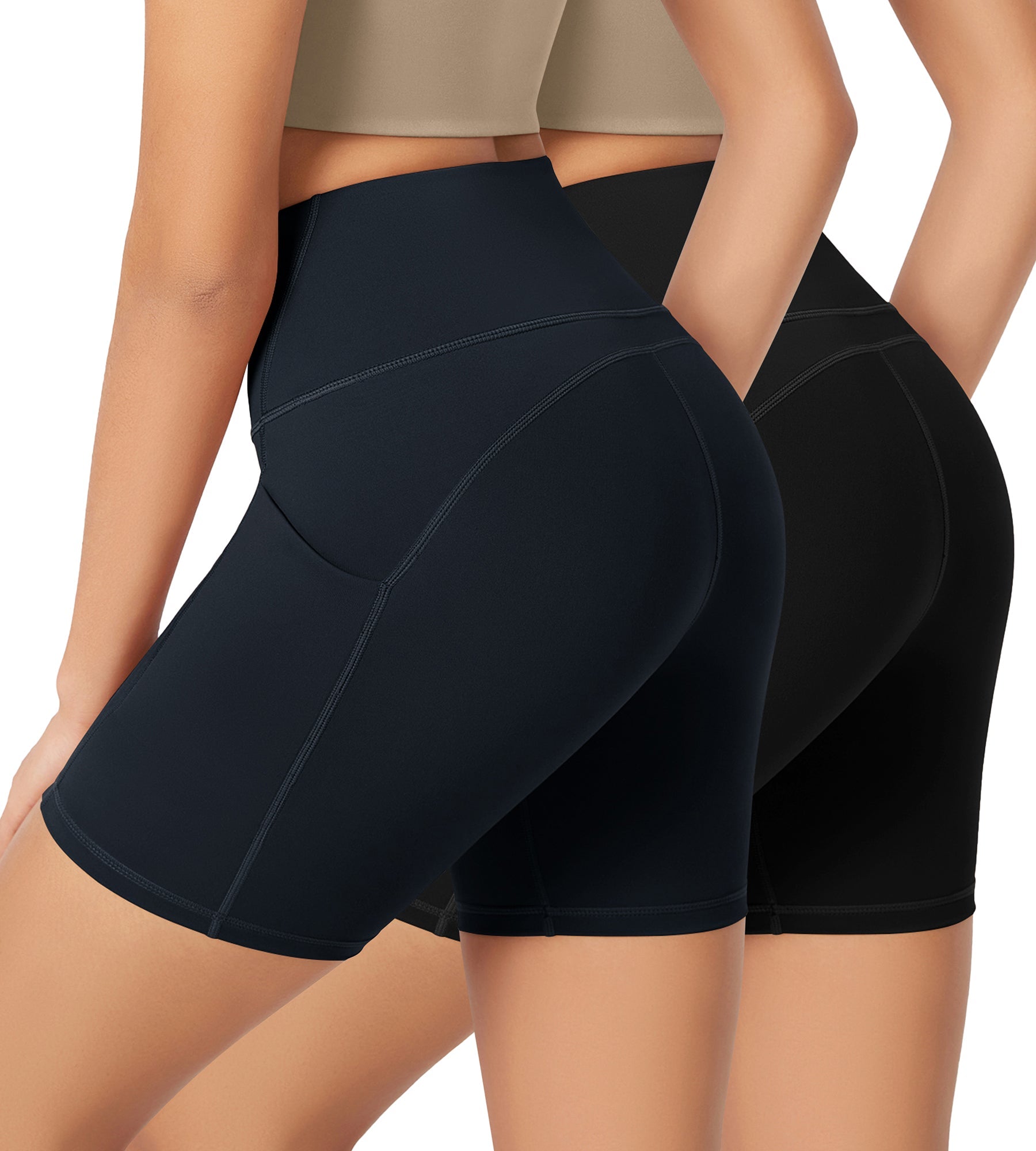 ODLEX 2-Pack 6 Inseam High Waist Workout Athletic Biker Shorts with Pockets - ododos