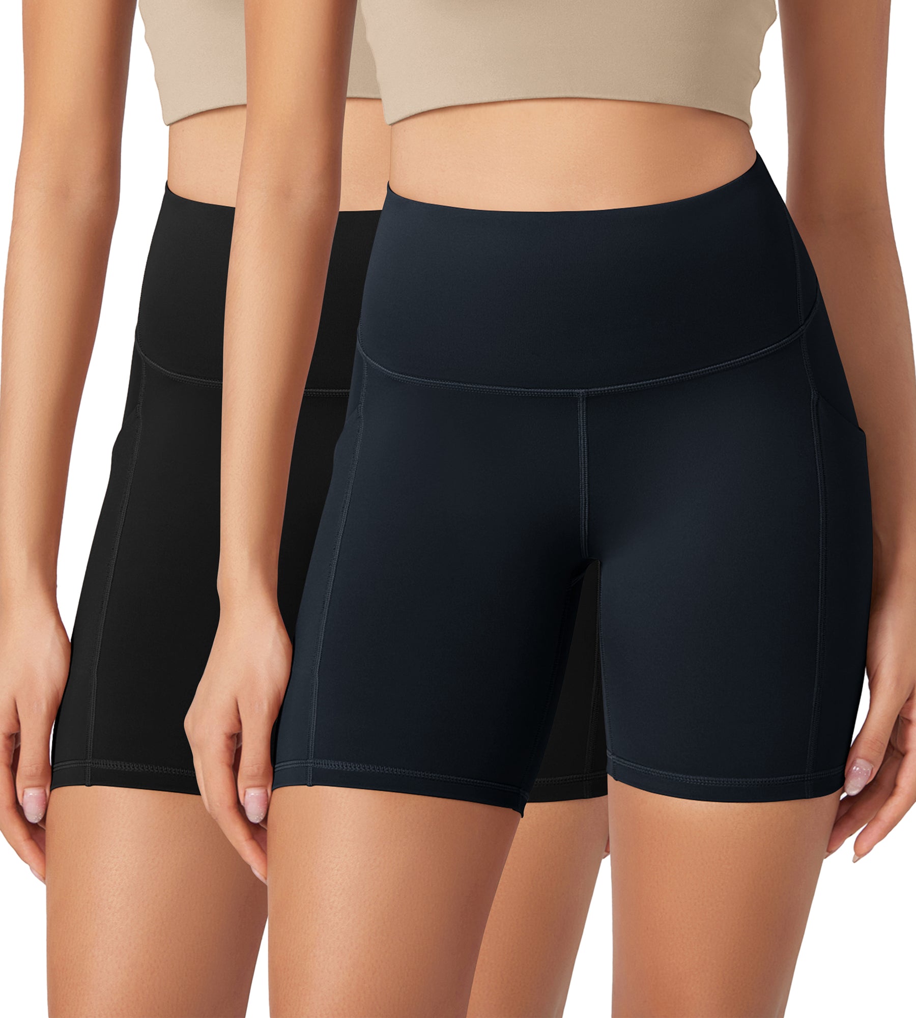 ODLEX 2-Pack 6 Inseam High Waist Workout Athletic Biker Shorts with Pockets - ododos