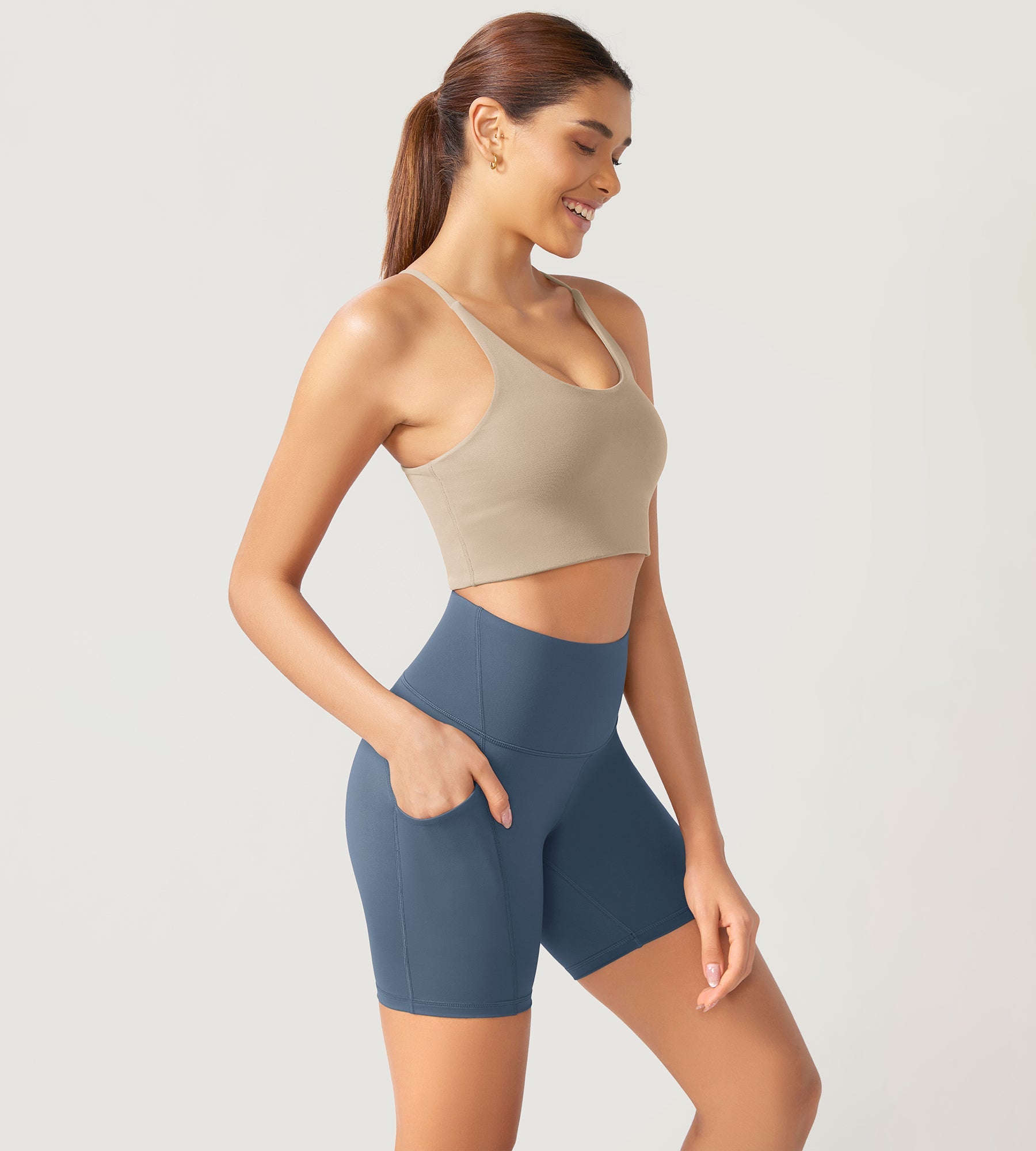 ODLEX 2-Pack 6 Inseam High Waist Workout Athletic Biker Shorts with Pockets - ododos