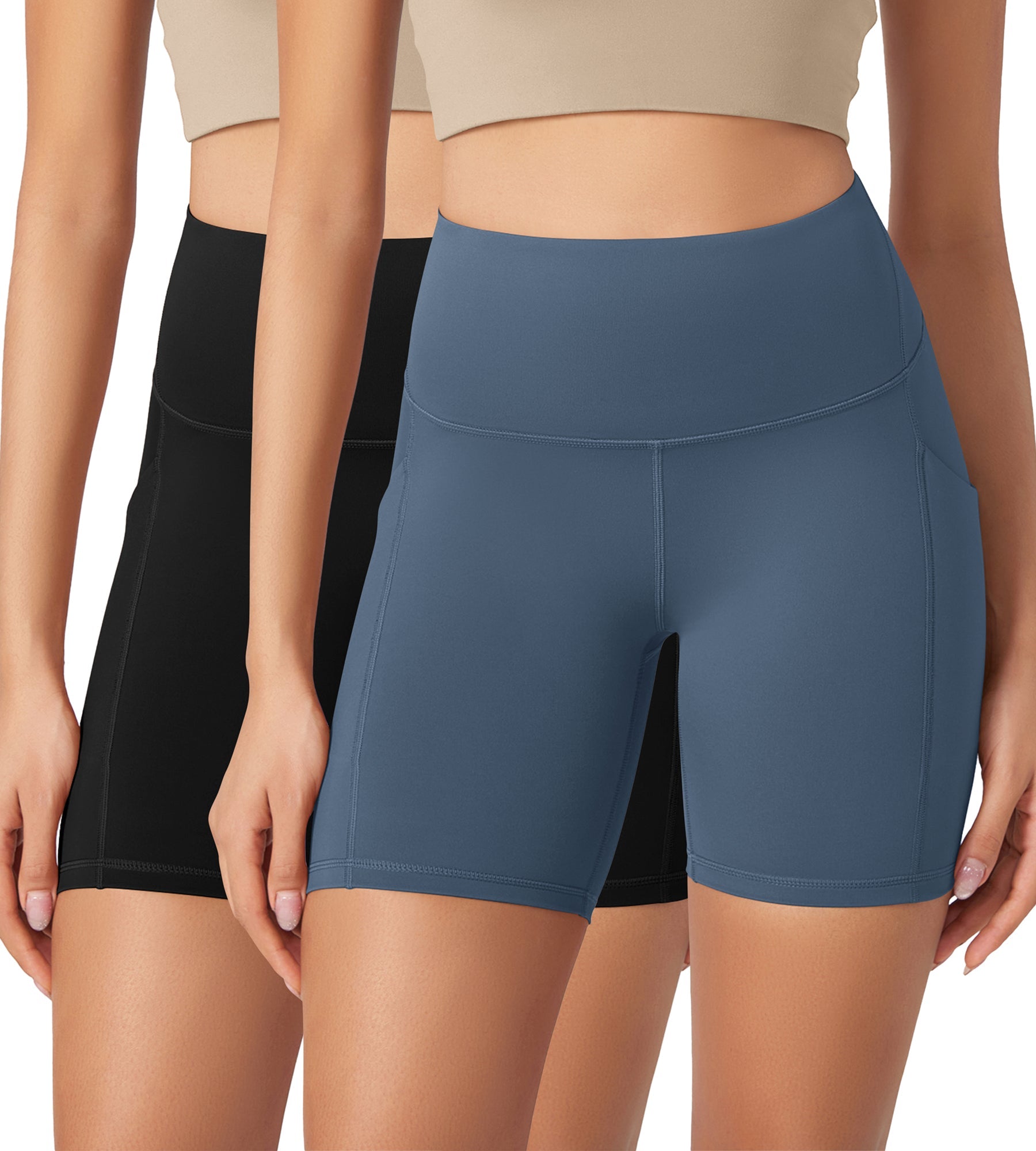 ODLEX 2-Pack 6 Inseam High Waist Workout Athletic Biker Shorts with Pockets - ododos