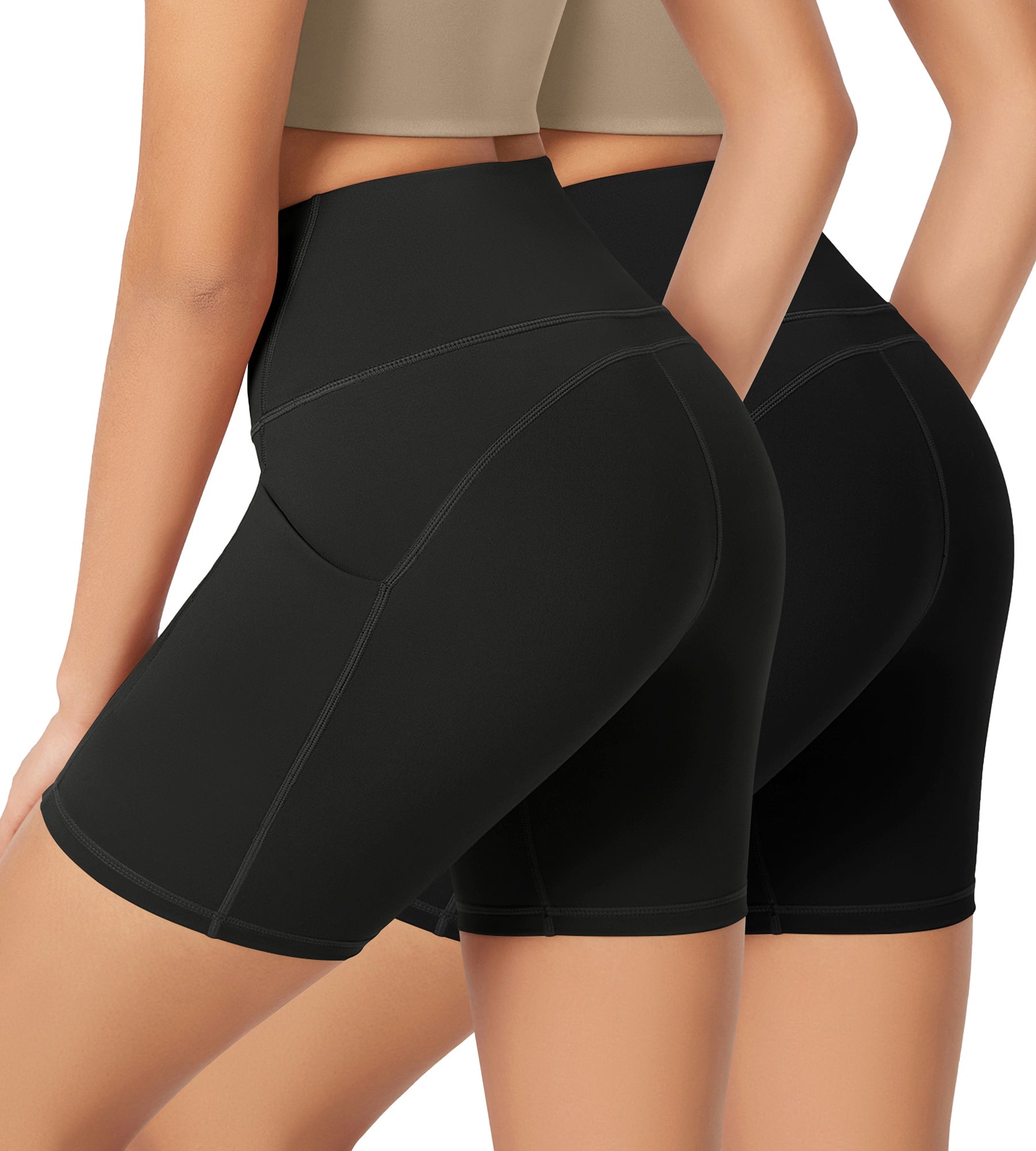 ODLEX 2-Pack 6 Inseam High Waist Workout Athletic Biker Shorts with Pockets - ododos