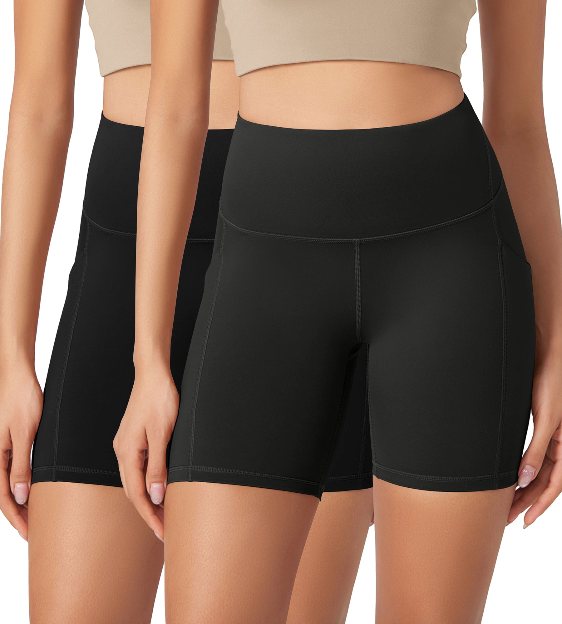 ODLEX 2-Pack 6" Inseam High Waist Workout Athletic Biker Shorts with Pockets - ododos