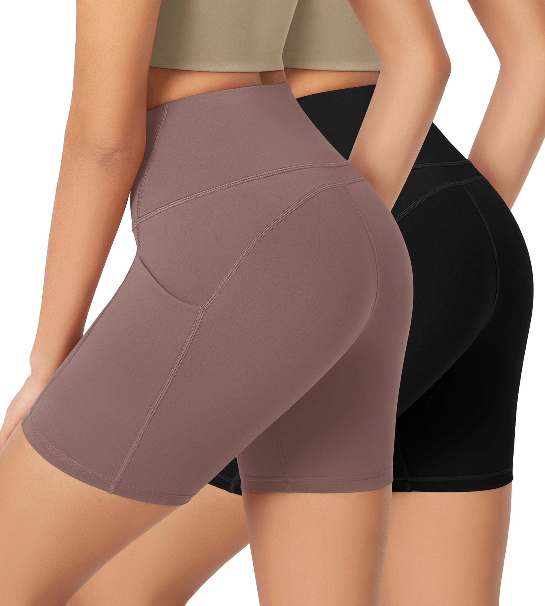 ODLEX 2-Pack 6 Inseam High Waist Workout Athletic Biker Shorts with Pockets - ododos