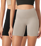 ODLEX 2-Pack 6" Inseam High Waist Workout Athletic Biker Shorts with Pockets - ododos