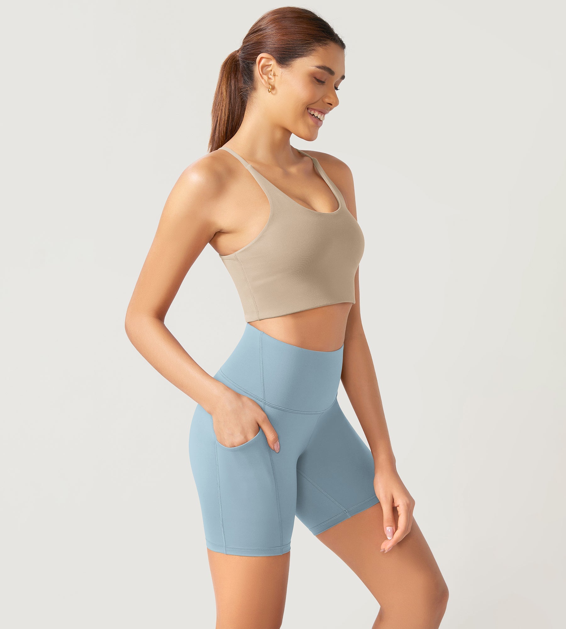 ODLEX 6 Inseam High Waist Workout Athletic Biker Shorts with Pockets - ododos