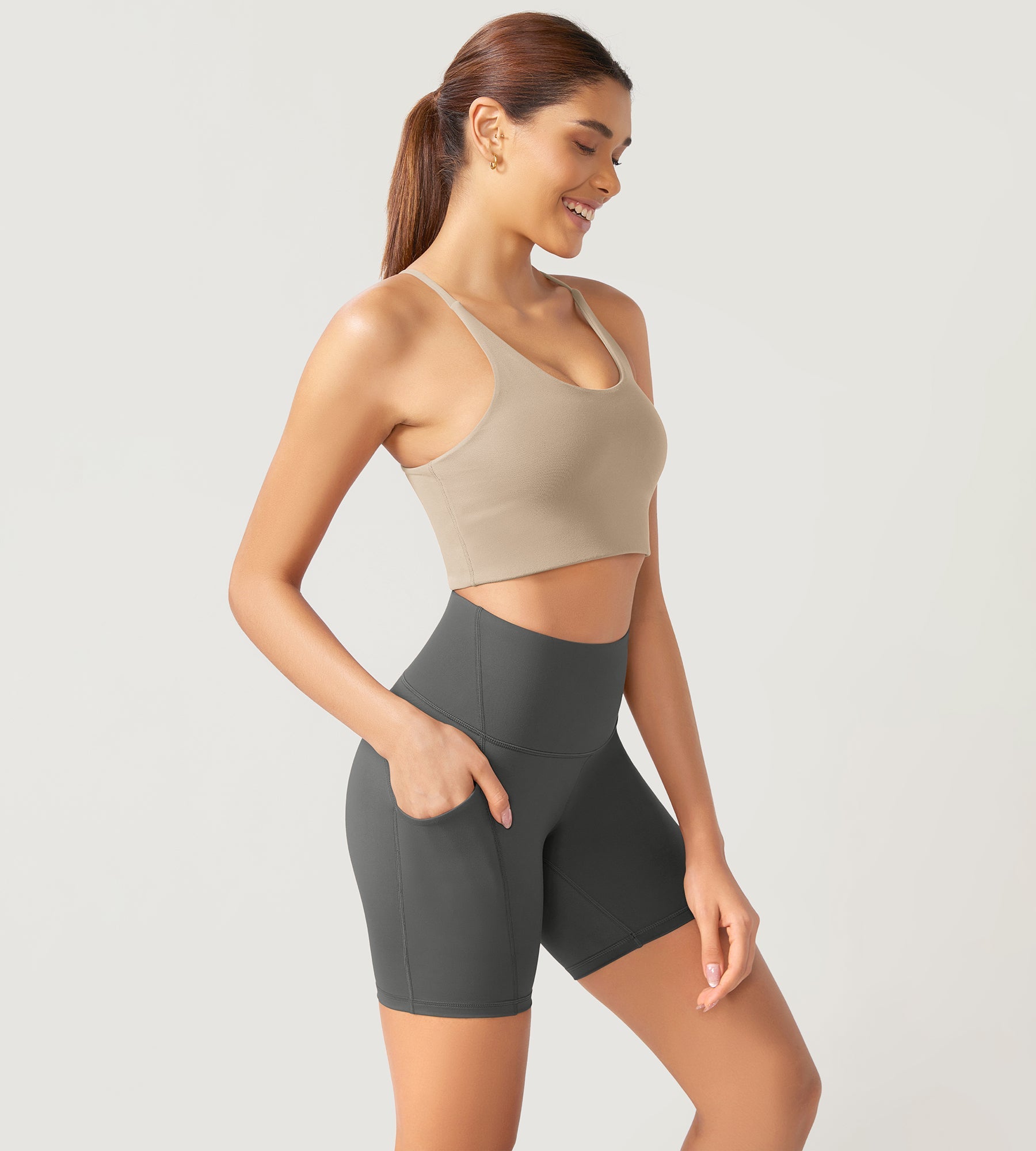 ODLEX 6 Inseam High Waist Workout Athletic Biker Shorts with Pockets - ododos