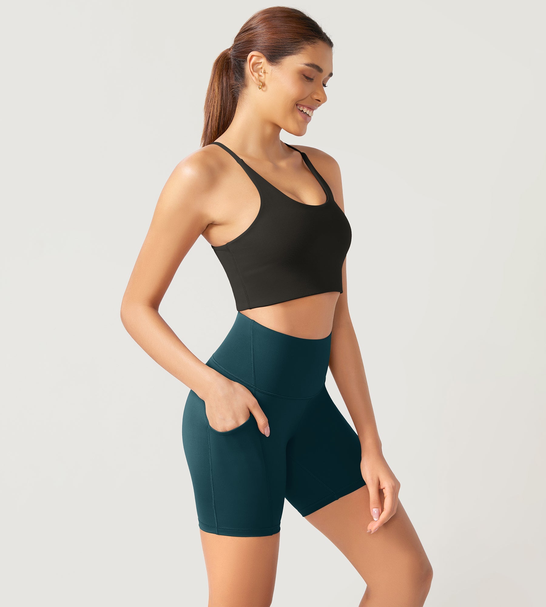 ODLEX 6 Inseam High Waist Workout Athletic Biker Shorts with Pockets - ododos