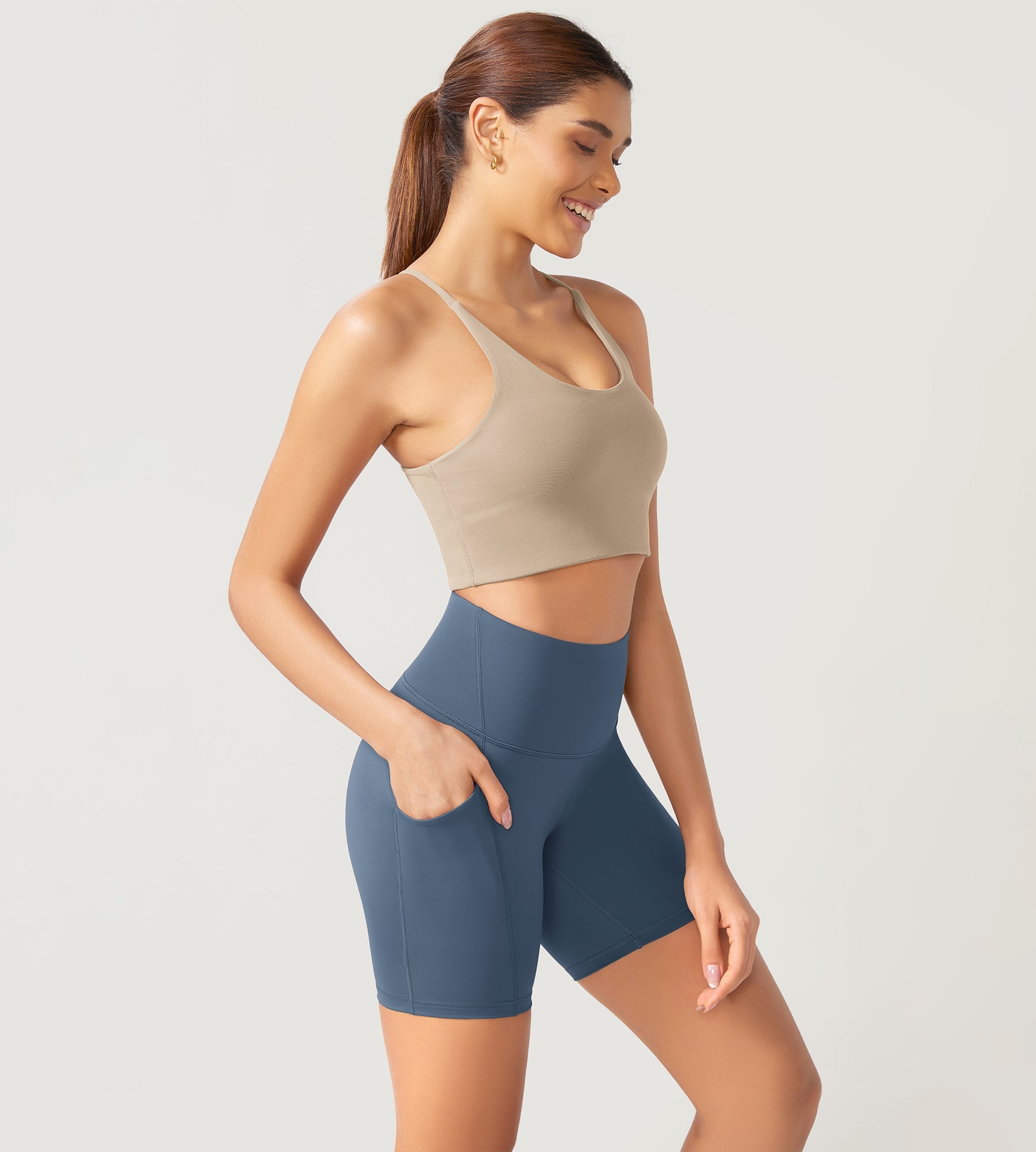 ODLEX 6 Inseam High Waist Workout Athletic Biker Shorts with Pockets - ododos