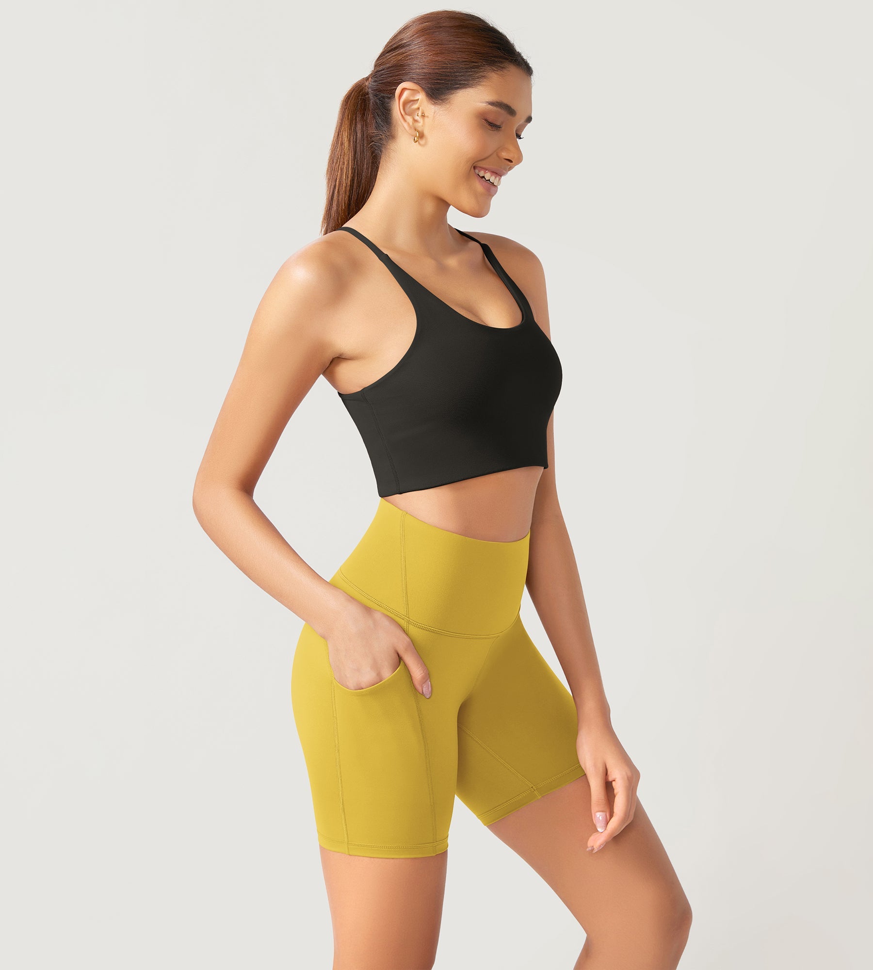 ODLEX 6 Inseam High Waist Workout Athletic Biker Shorts with Pockets - ododos