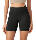 ODLEX 6" Inseam High Waist Workout Athletic Biker Shorts with Pockets Onyx Black Grey - ododos