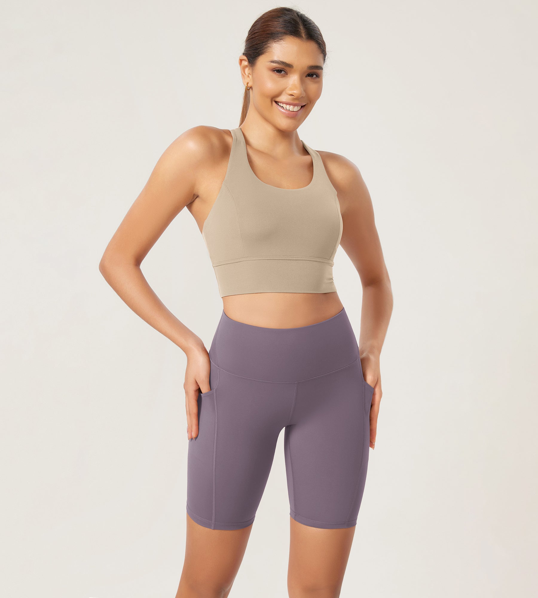 ODLEX 8 Inseam High Waist Workout Athletic Biker Shorts with Pockets - ododos