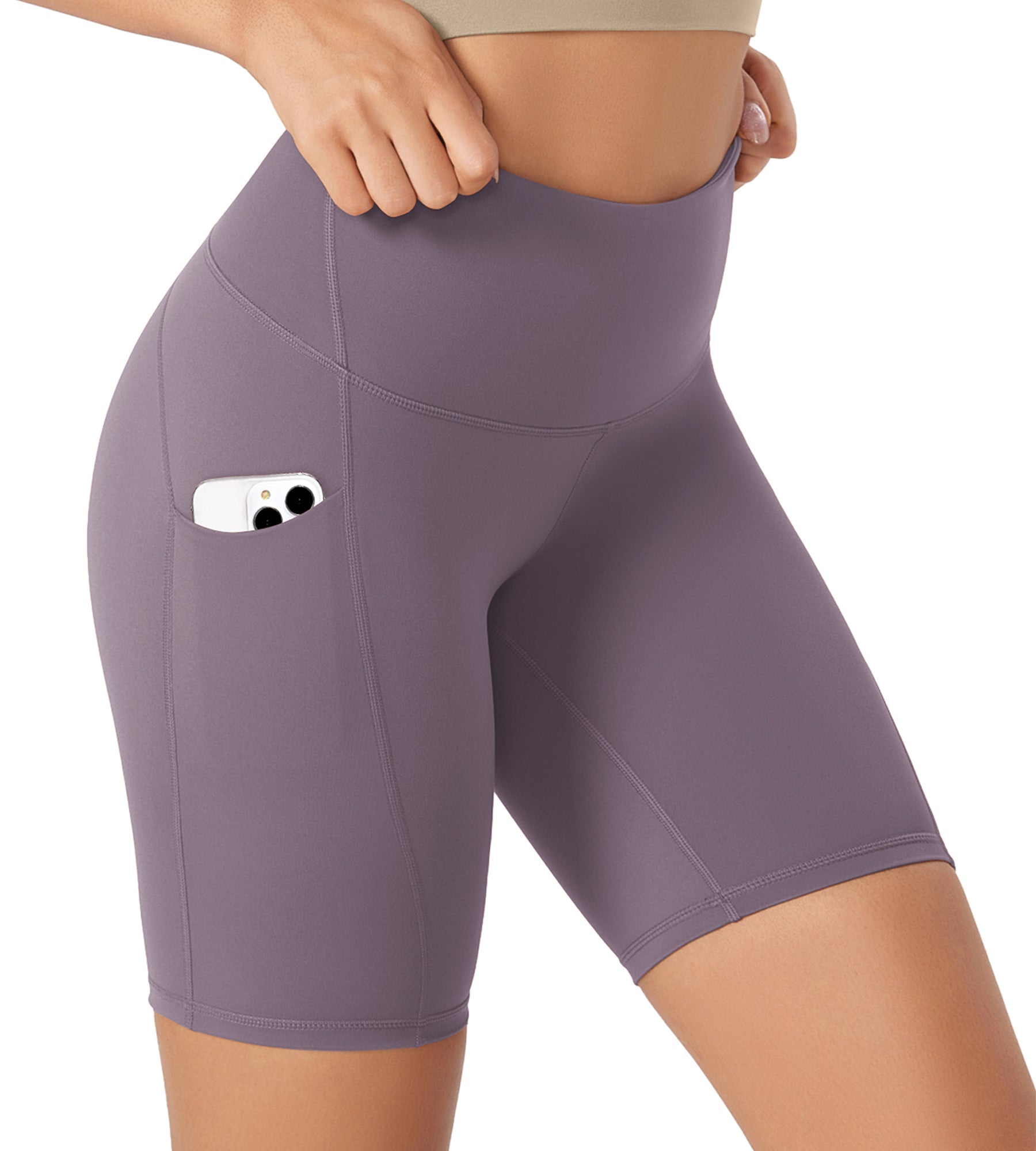 ODLEX 8 Inseam High Waist Workout Athletic Biker Shorts with Pockets - ododos