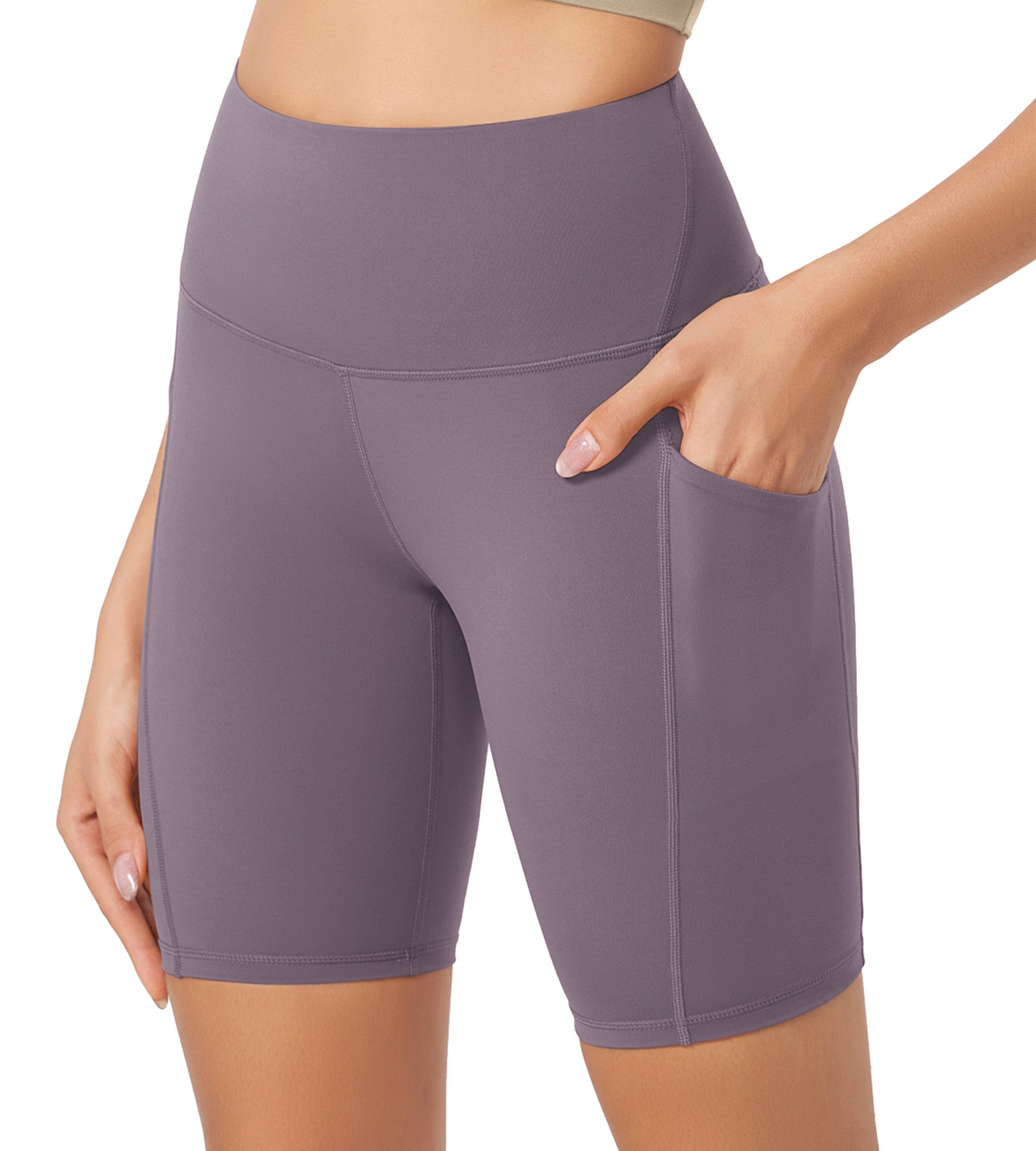 ODLEX 8 Inseam High Waist Workout Athletic Biker Shorts with Pockets - ododos