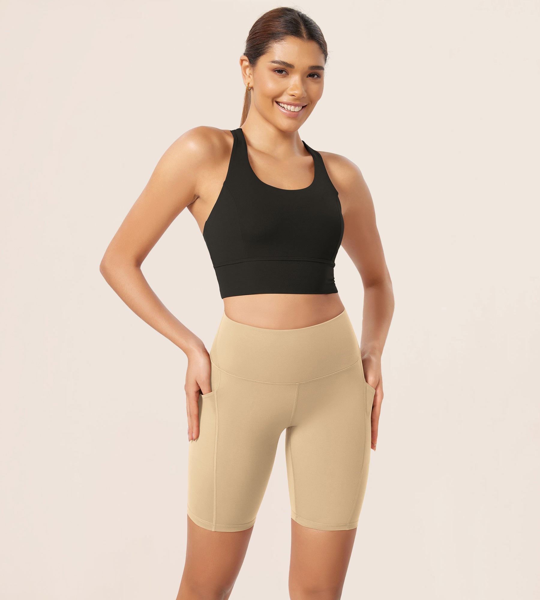 ODLEX 8 Inseam High Waist Workout Athletic Biker Shorts with Pockets - ododos