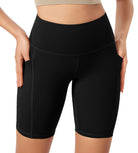 ODLEX 8" Inseam High Waist Workout Athletic Biker Shorts with Pockets Black - ododos