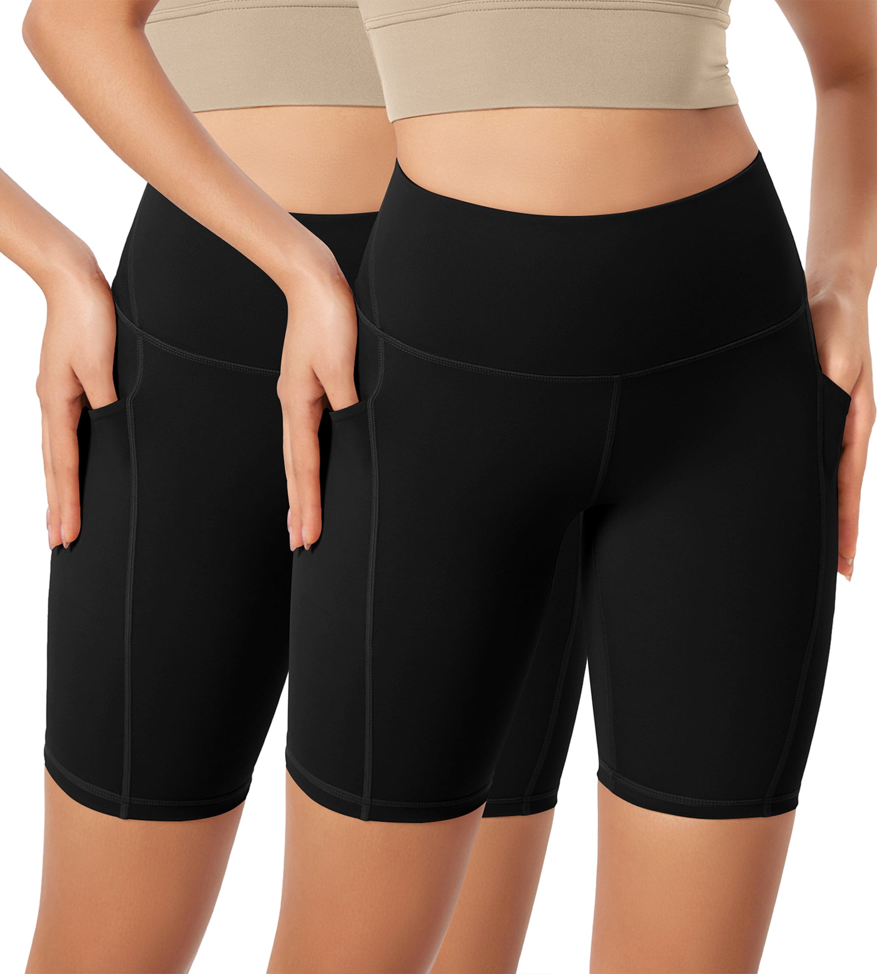 ODLEX 2-Pack 8 Inseam High Waist Workout Athletic Biker Shorts with Pockets - ododos