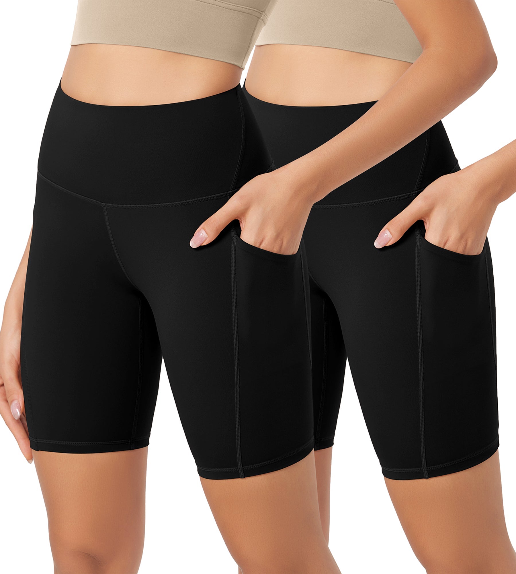 ODLEX 2-Pack 8 Inseam High Waist Workout Athletic Biker Shorts with Pockets - ododos