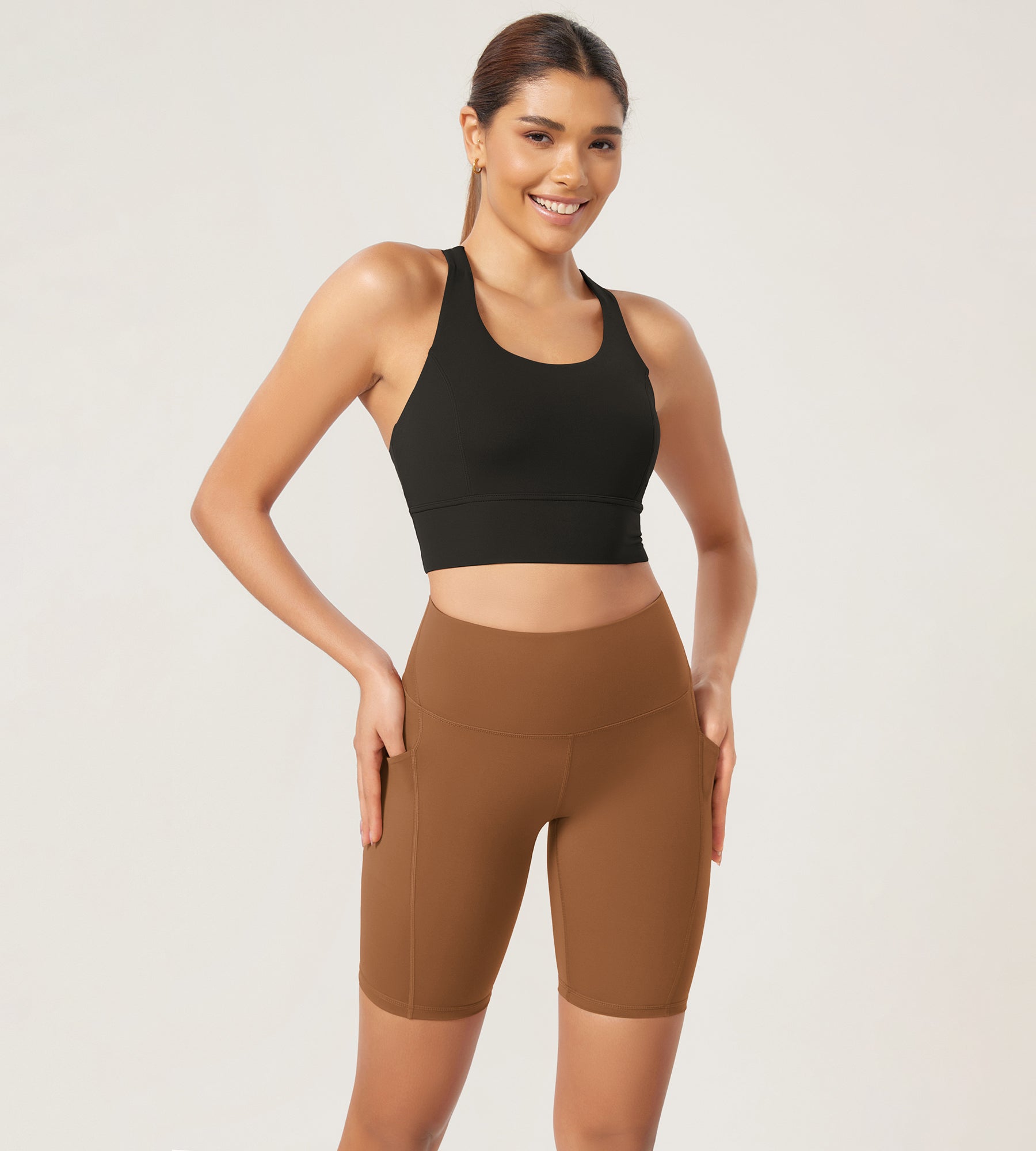 ODLEX 2-Pack 8 Inseam High Waist Workout Athletic Biker Shorts with Pockets - ododos