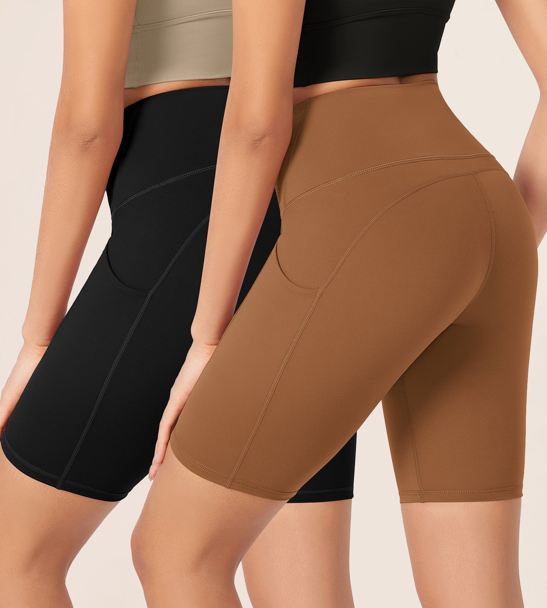 ODLEX 2-Pack 8 Inseam High Waist Workout Athletic Biker Shorts with Pockets - ododos