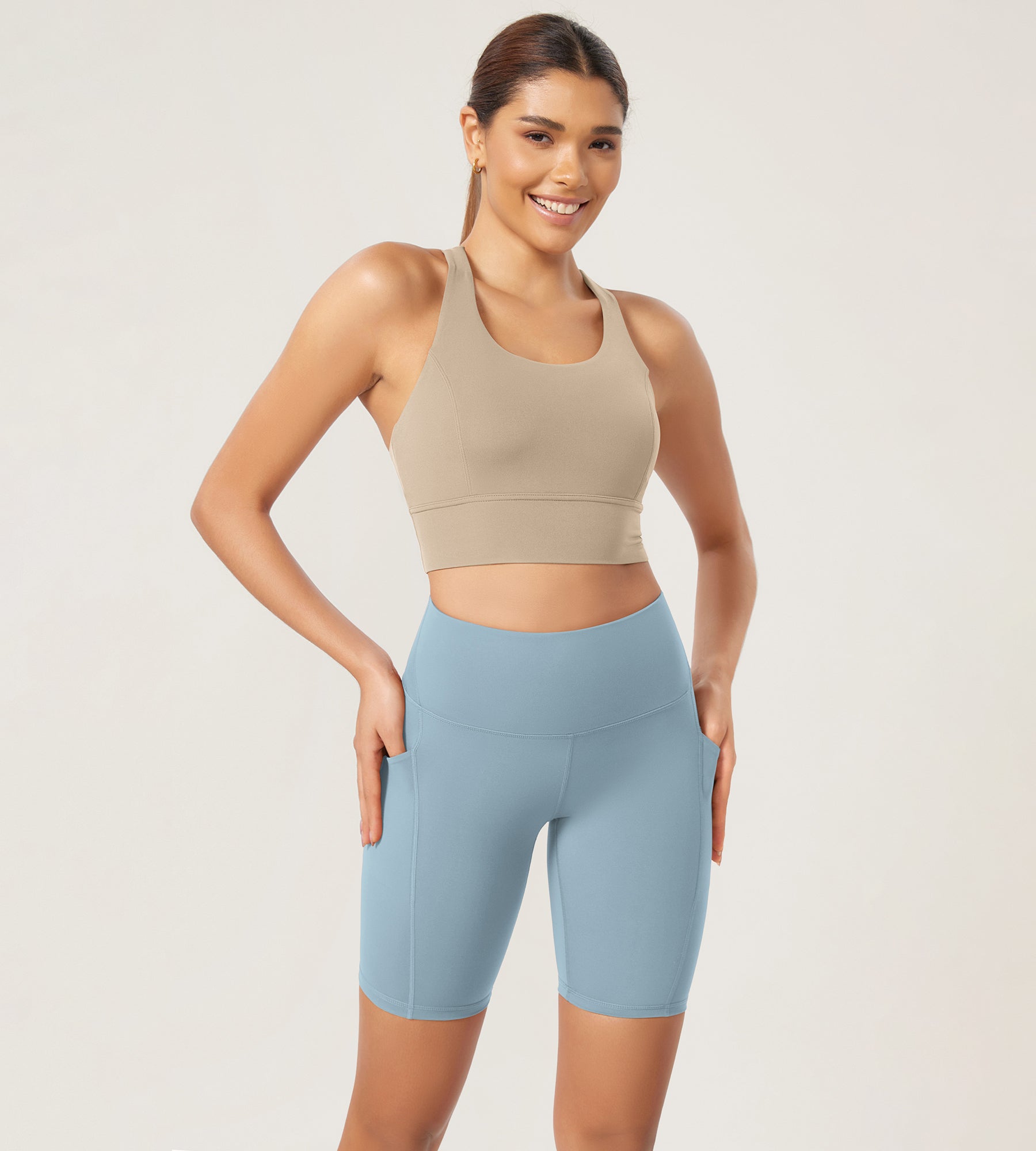 ODLEX 2-Pack 8 Inseam High Waist Workout Athletic Biker Shorts with Pockets - ododos