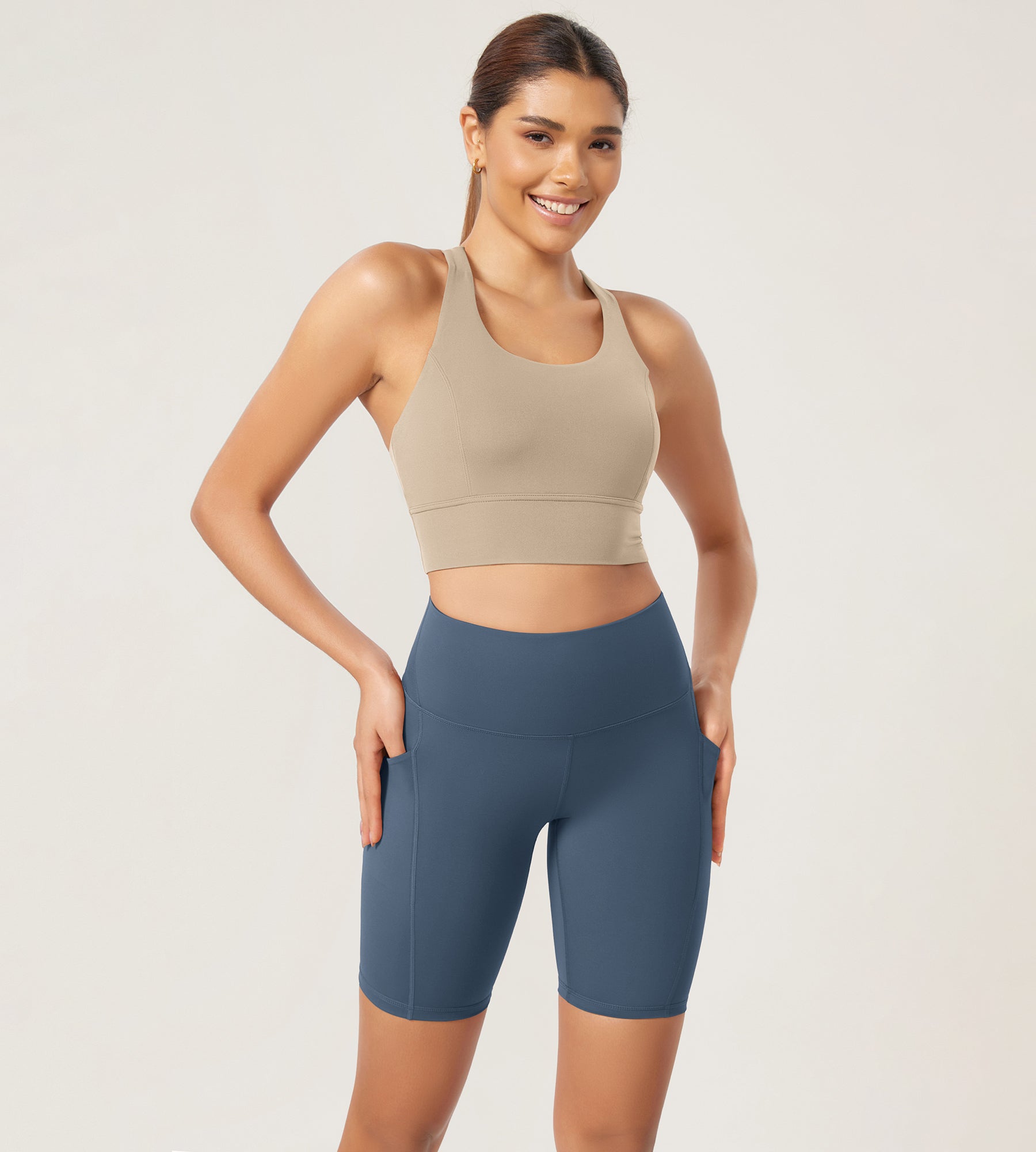 ODLEX 2-Pack 8 Inseam High Waist Workout Athletic Biker Shorts with Pockets - ododos