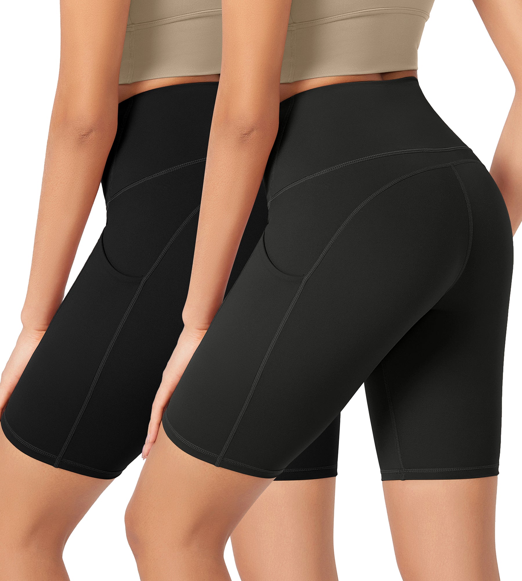 ODLEX 2-Pack 8" Inseam High Waist Workout Athletic Biker Shorts with Pockets - ododos