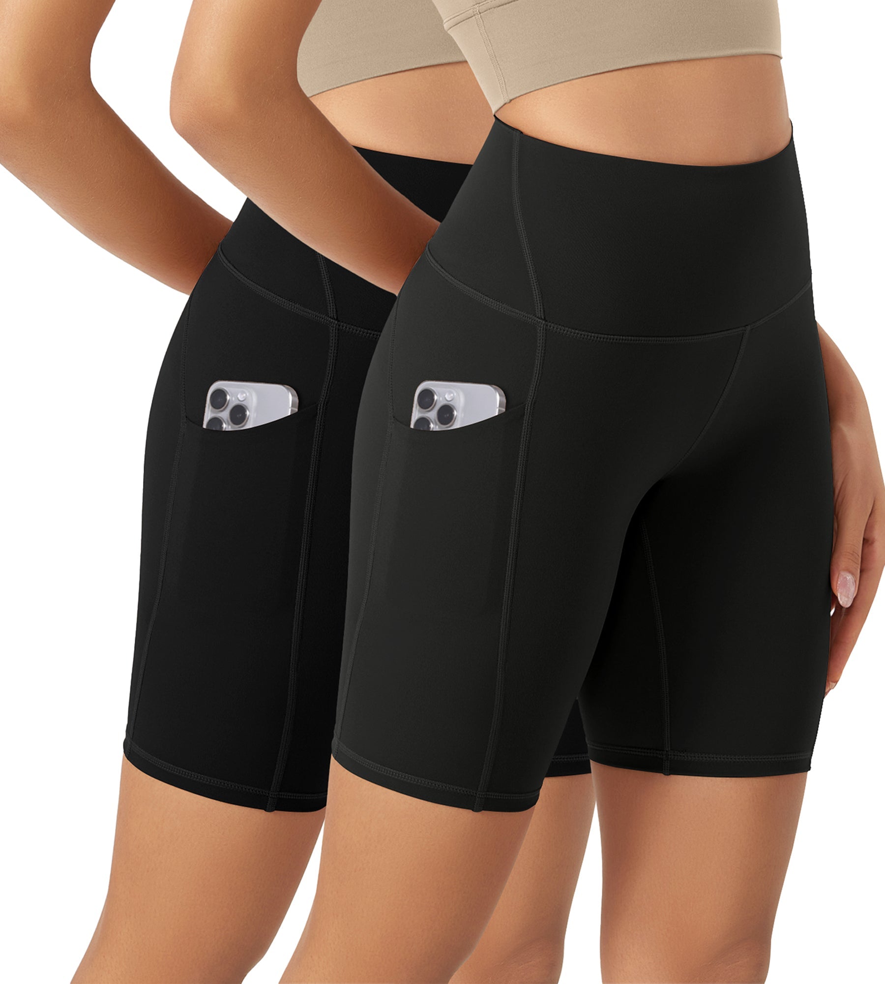 ODLEX 2-Pack 8 Inseam High Waist Workout Athletic Biker Shorts with Pockets - ododos