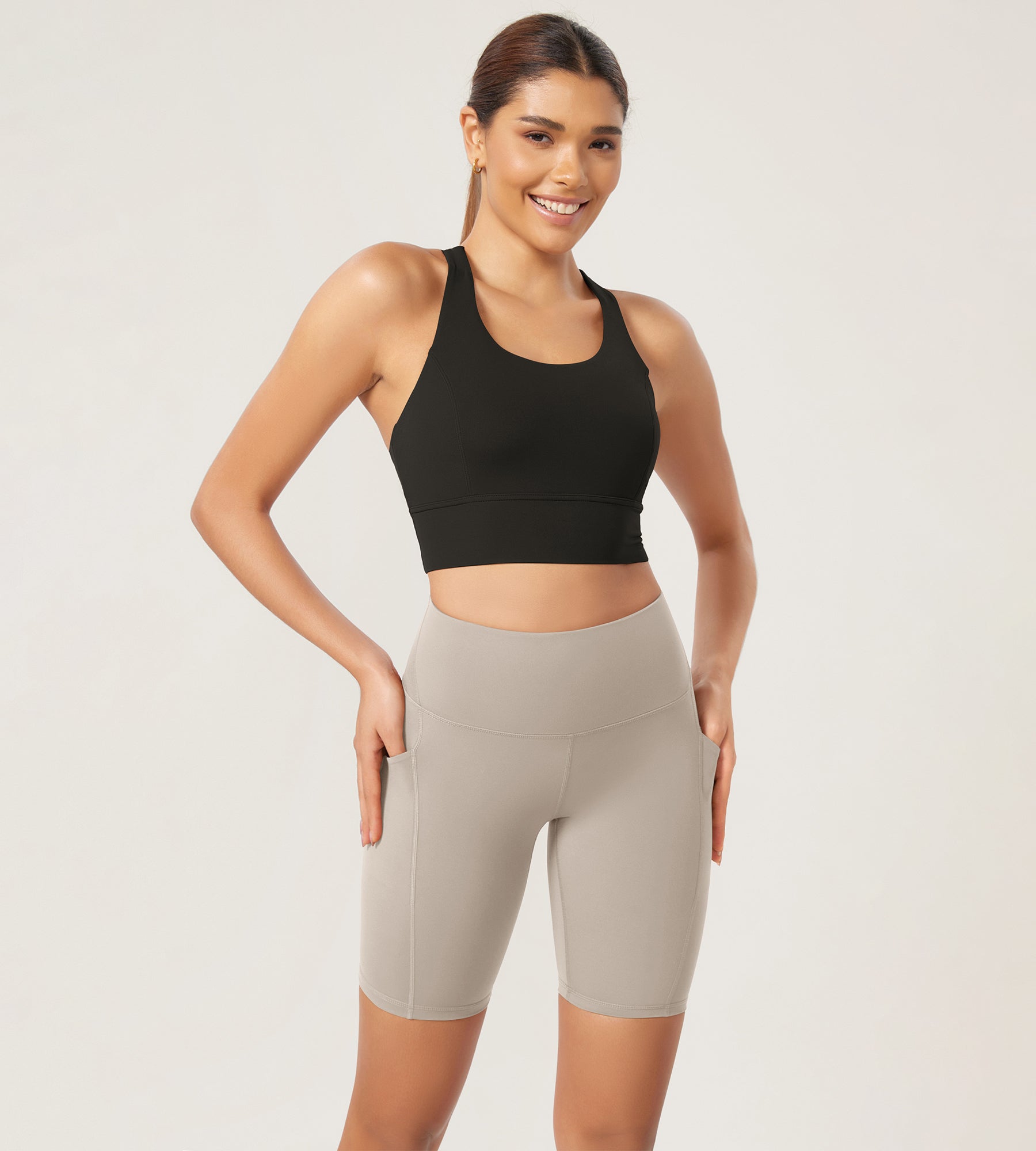 ODLEX 2-Pack 8 Inseam High Waist Workout Athletic Biker Shorts with Pockets - ododos