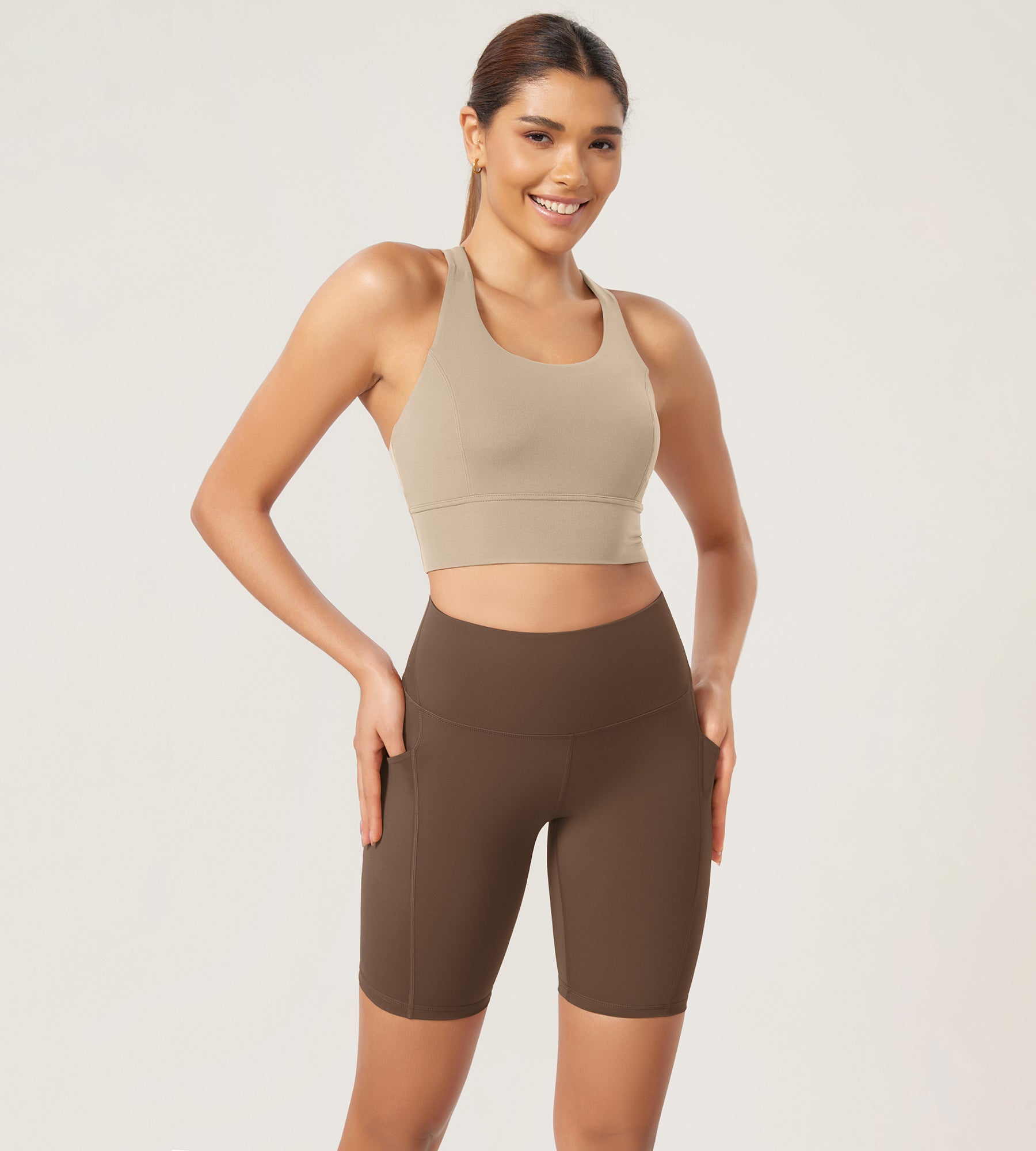 ODLEX 8 Inseam High Waist Workout Athletic Biker Shorts with Pockets - ododos