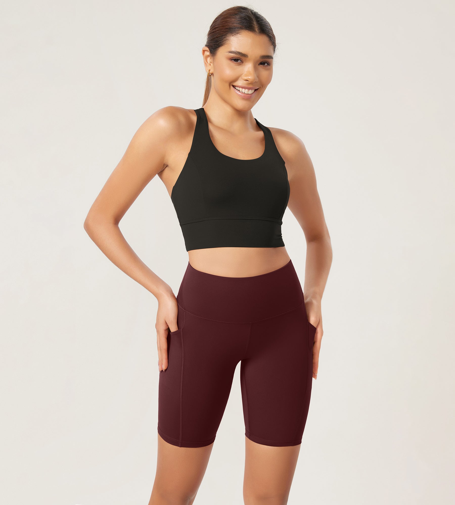 ODLEX 8 Inseam High Waist Workout Athletic Biker Shorts with Pockets - ododos