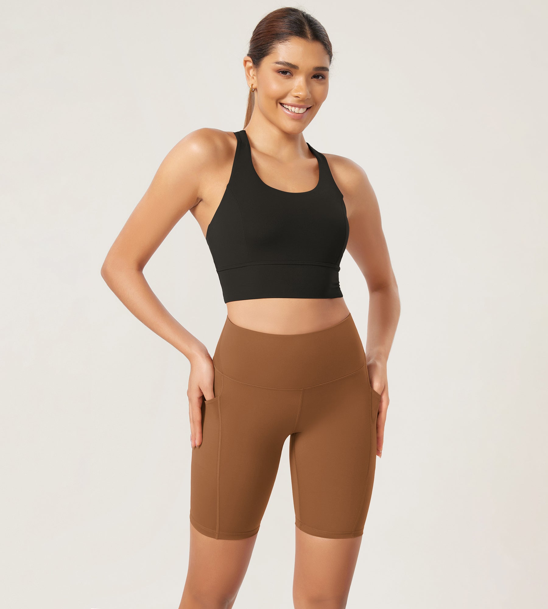 ODLEX 8 Inseam High Waist Workout Athletic Biker Shorts with Pockets - ododos