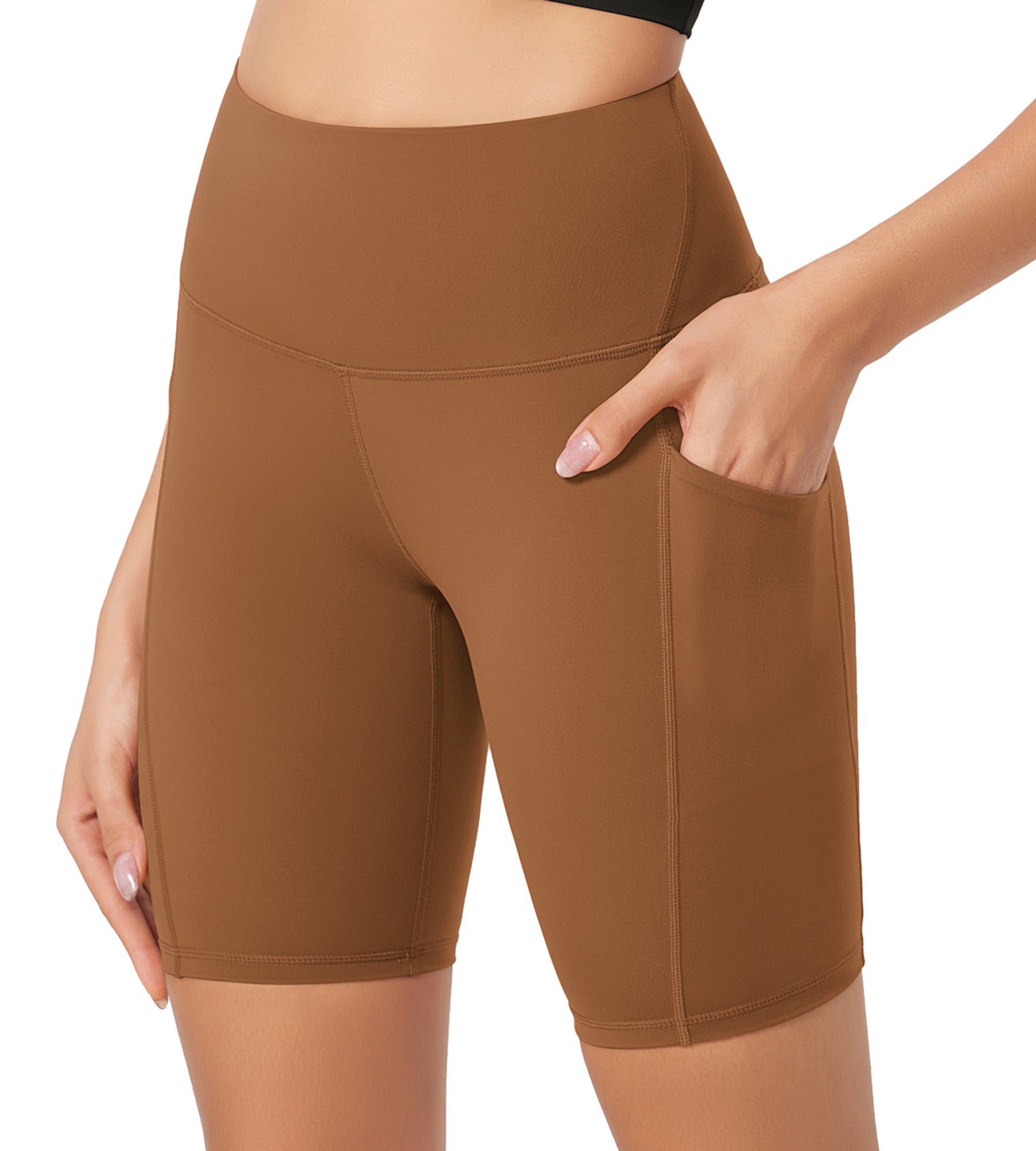 ODLEX 8 Inseam High Waist Workout Athletic Biker Shorts with Pockets - ododos