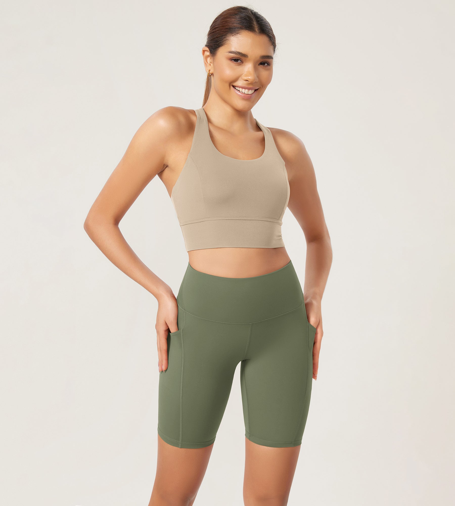 ODLEX 8 Inseam High Waist Workout Athletic Biker Shorts with Pockets - ododos