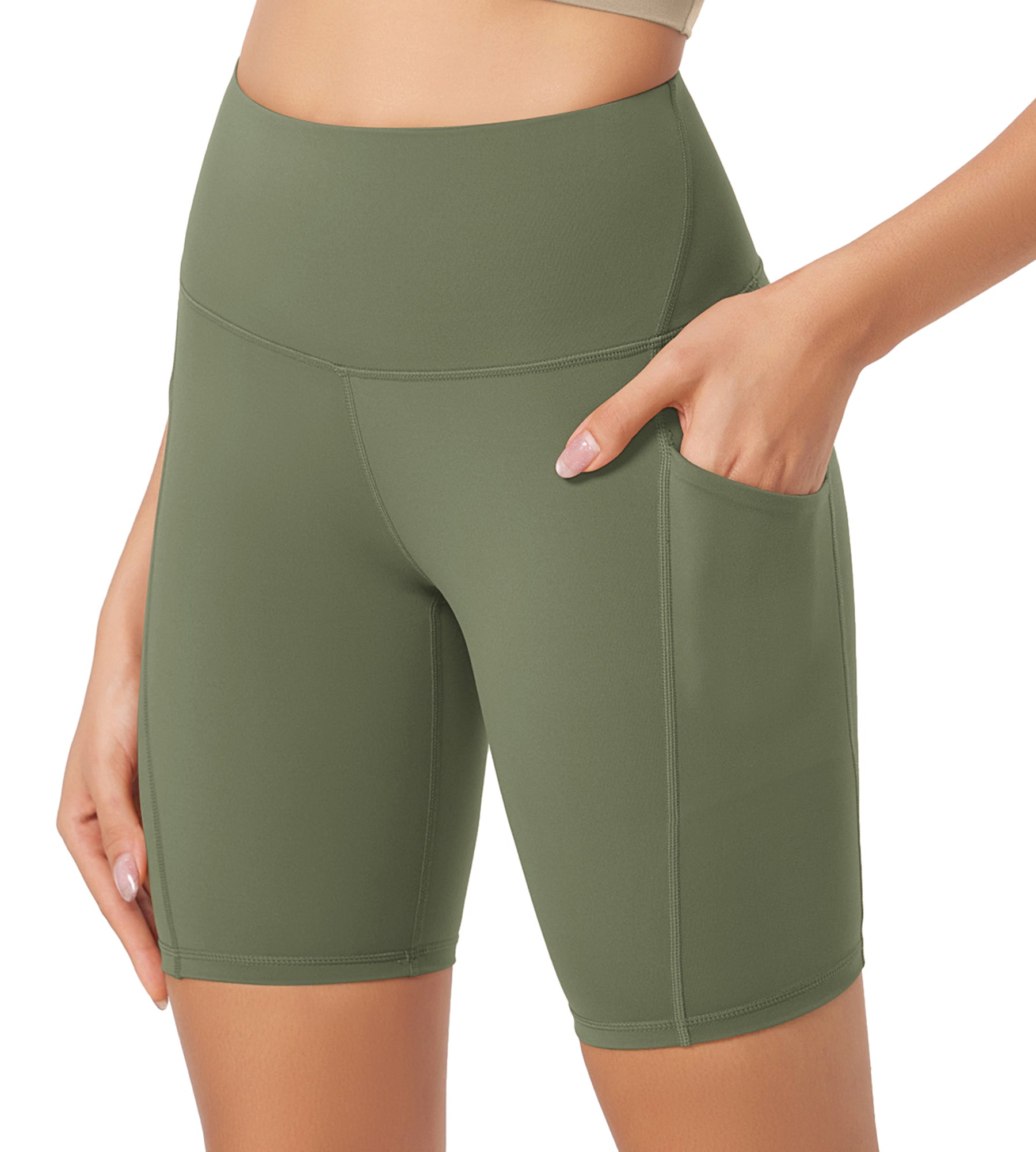 ODLEX 8 Inseam High Waist Workout Athletic Biker Shorts with Pockets - ododos