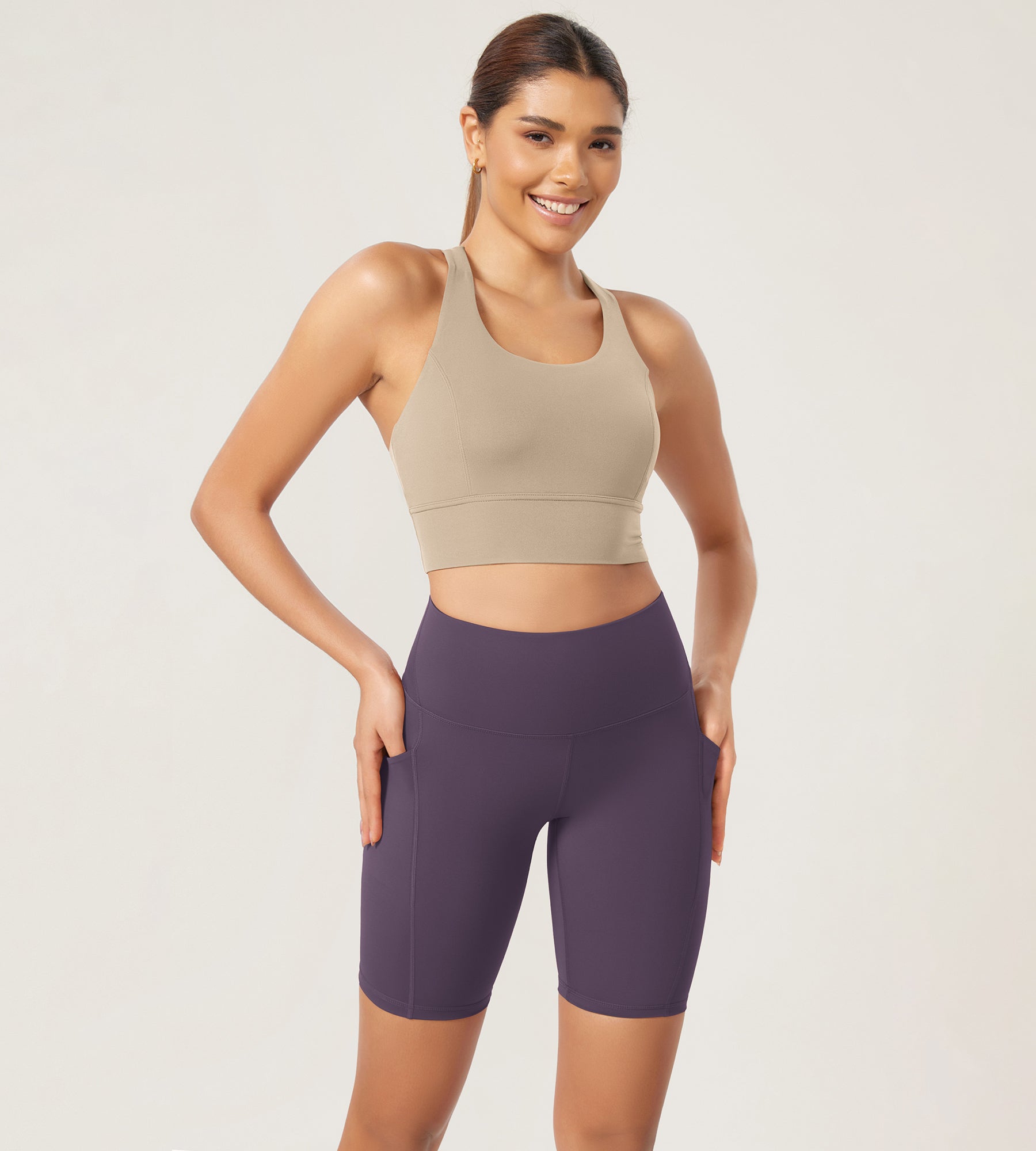 ODLEX 8 Inseam High Waist Workout Athletic Biker Shorts with Pockets - ododos