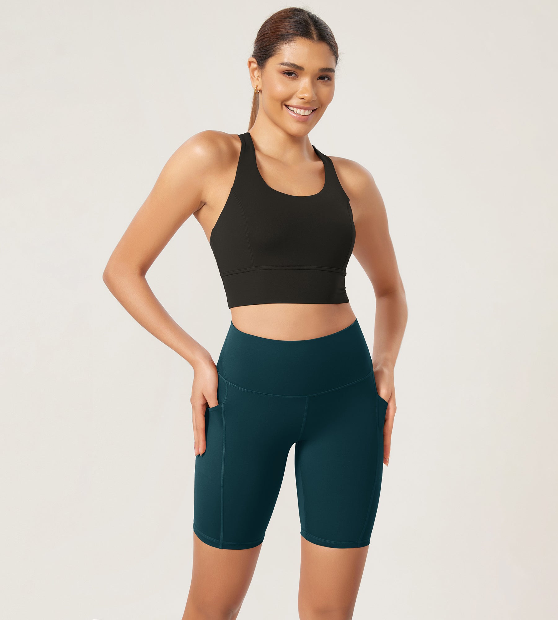 ODLEX 8 Inseam High Waist Workout Athletic Biker Shorts with Pockets - ododos