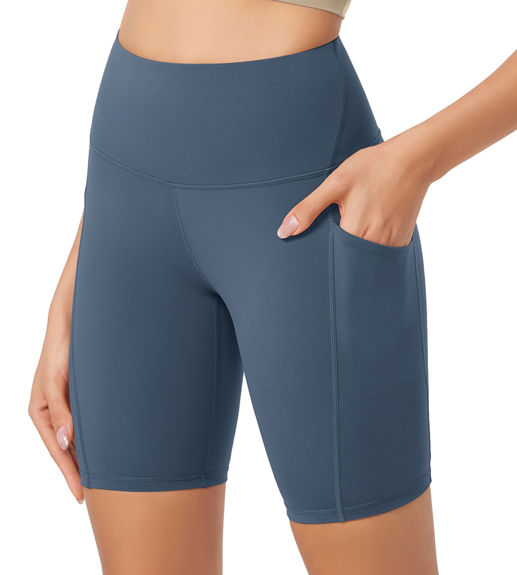 ODLEX 8 Inseam High Waist Workout Athletic Biker Shorts with Pockets - ododos