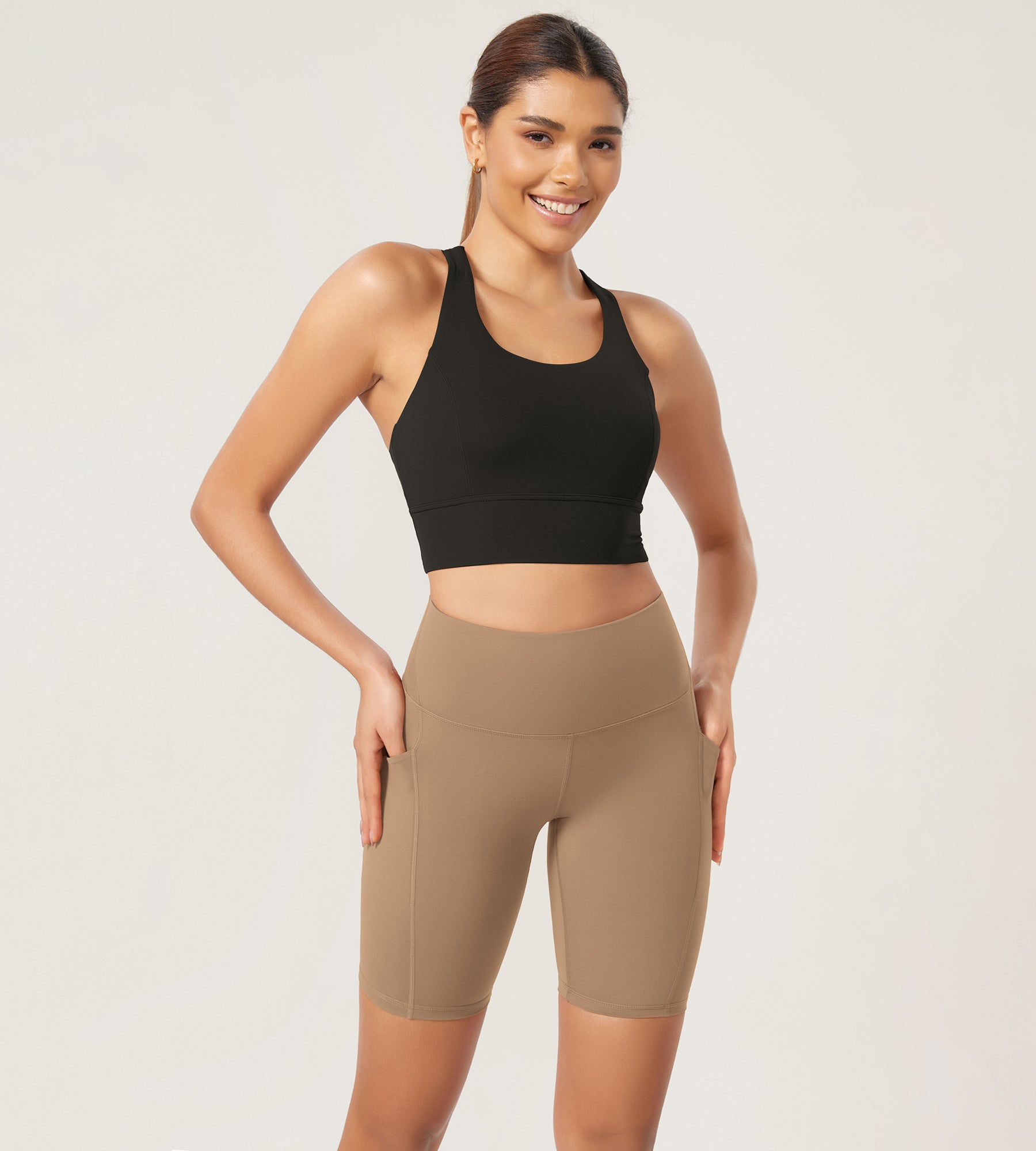 ODLEX 8 Inseam High Waist Workout Athletic Biker Shorts with Pockets - ododos