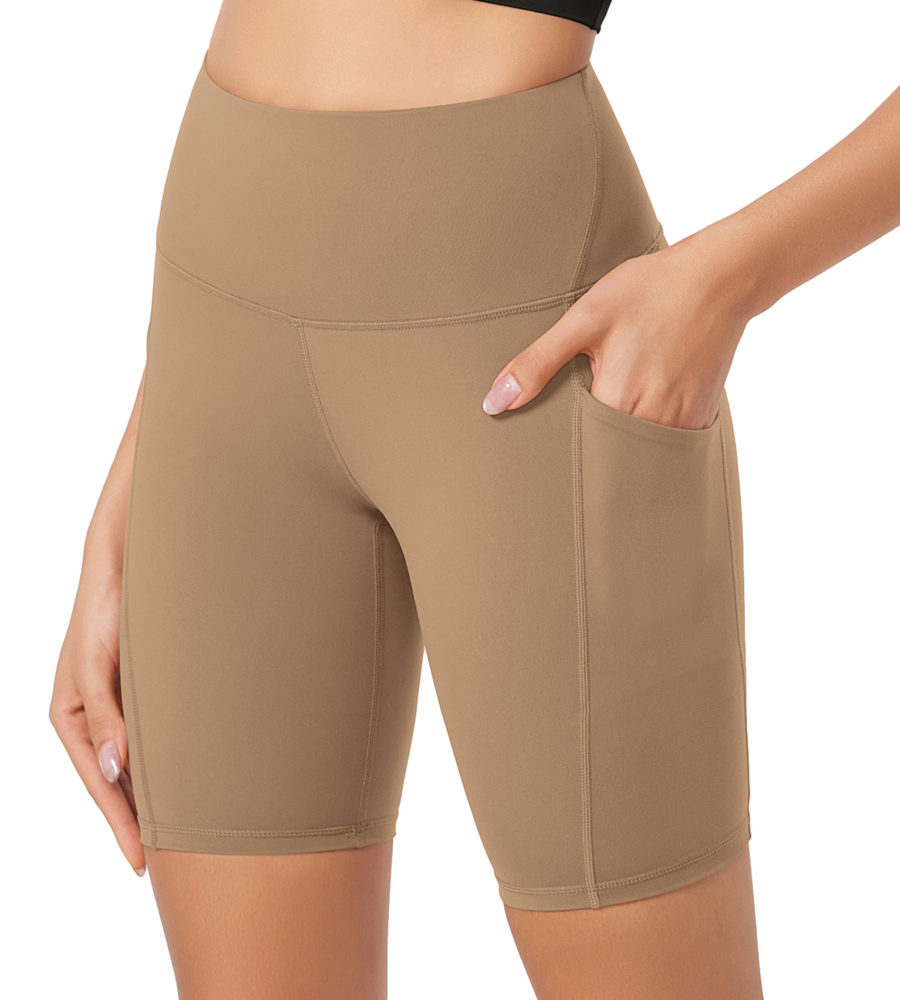 ODLEX 8 Inseam High Waist Workout Athletic Biker Shorts with Pockets - ododos