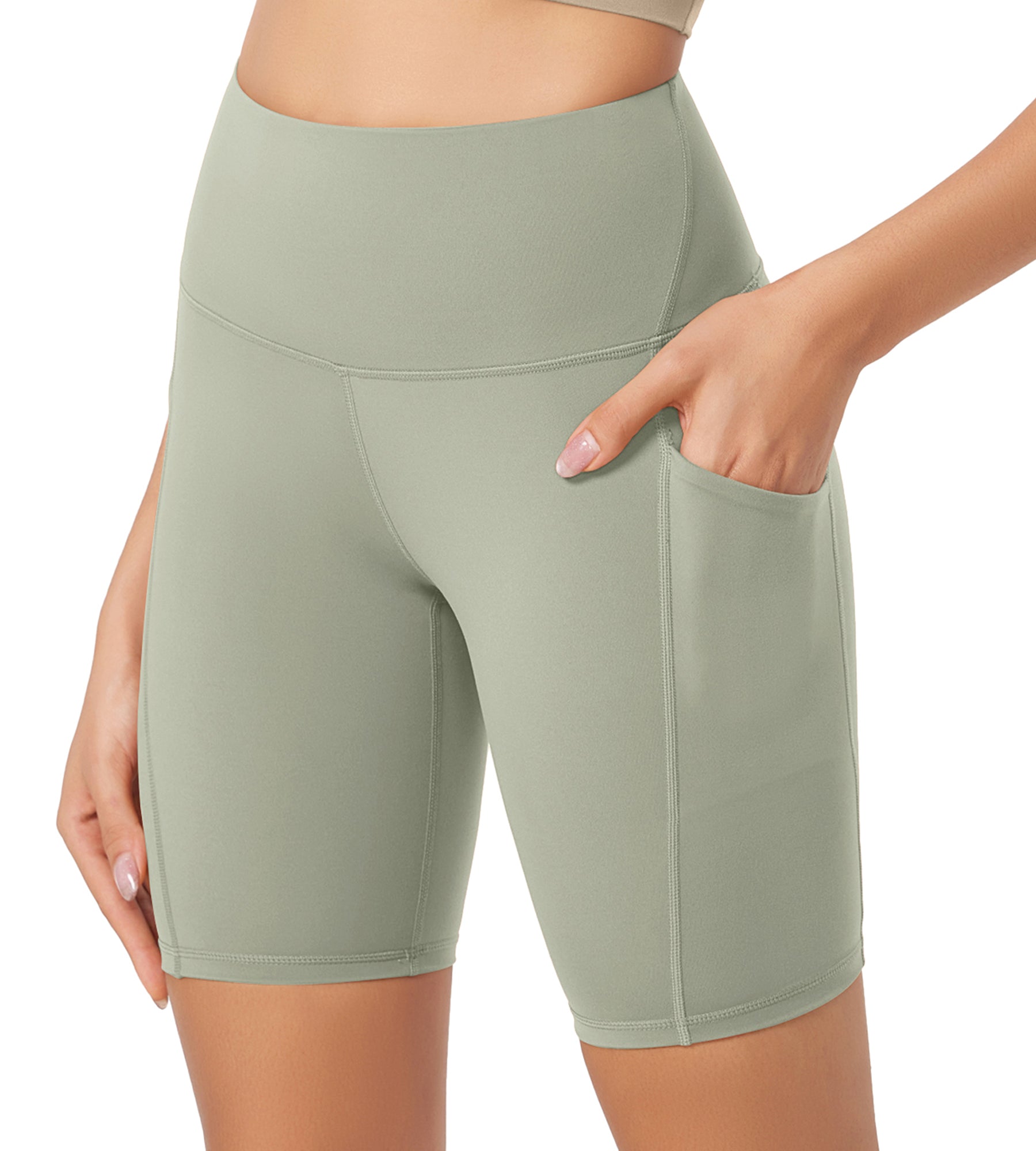 ODLEX 8 Inseam High Waist Workout Athletic Biker Shorts with Pockets - ododos