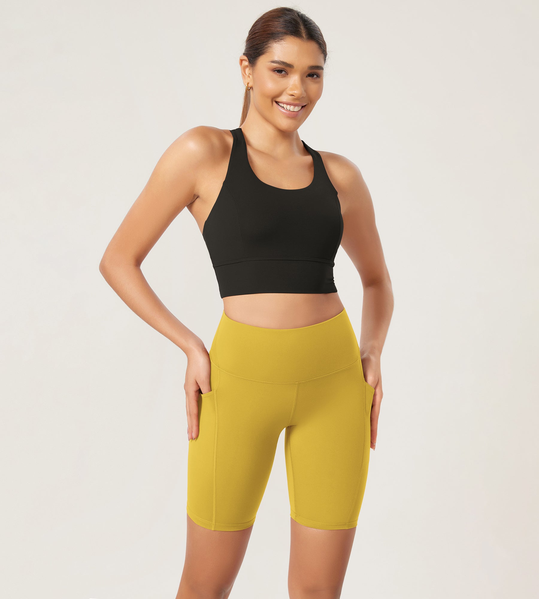 ODLEX 8 Inseam High Waist Workout Athletic Biker Shorts with Pockets - ododos