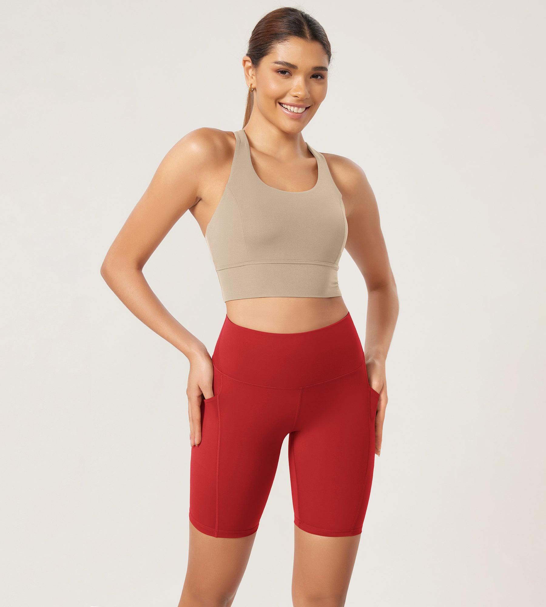 ODLEX 8 Inseam High Waist Workout Athletic Biker Shorts with Pockets - ododos