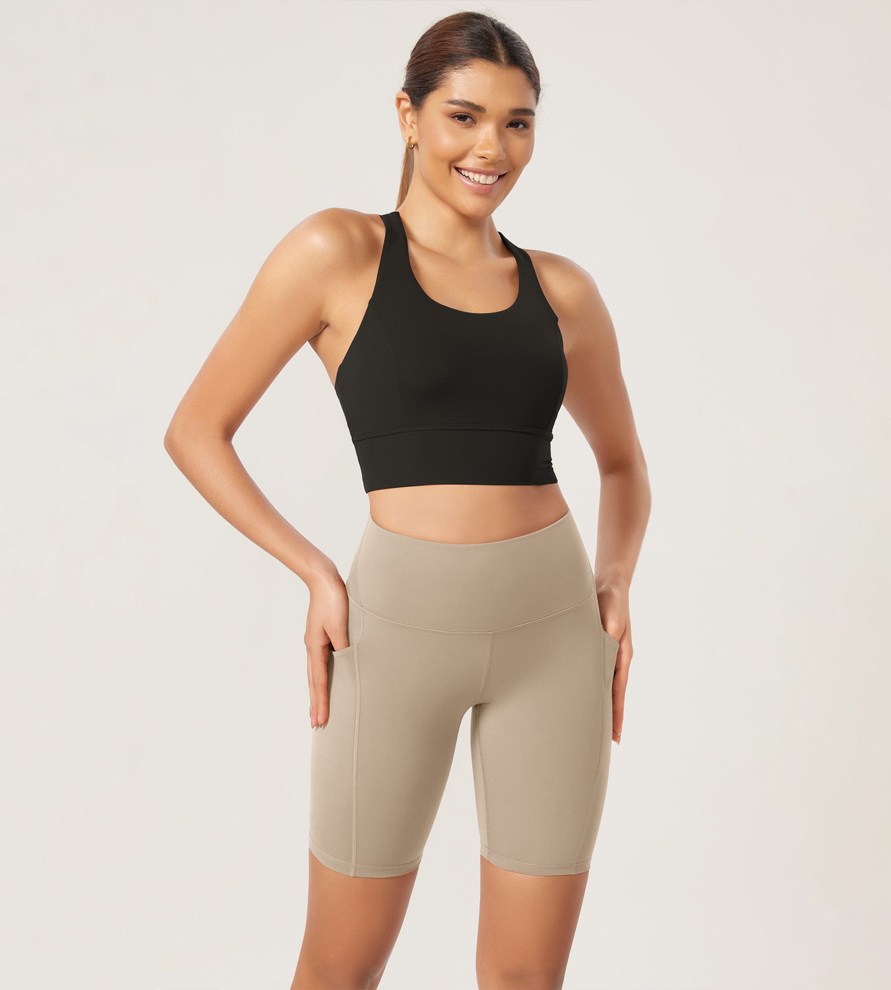 ODLEX 8 Inseam High Waist Workout Athletic Biker Shorts with Pockets - ododos