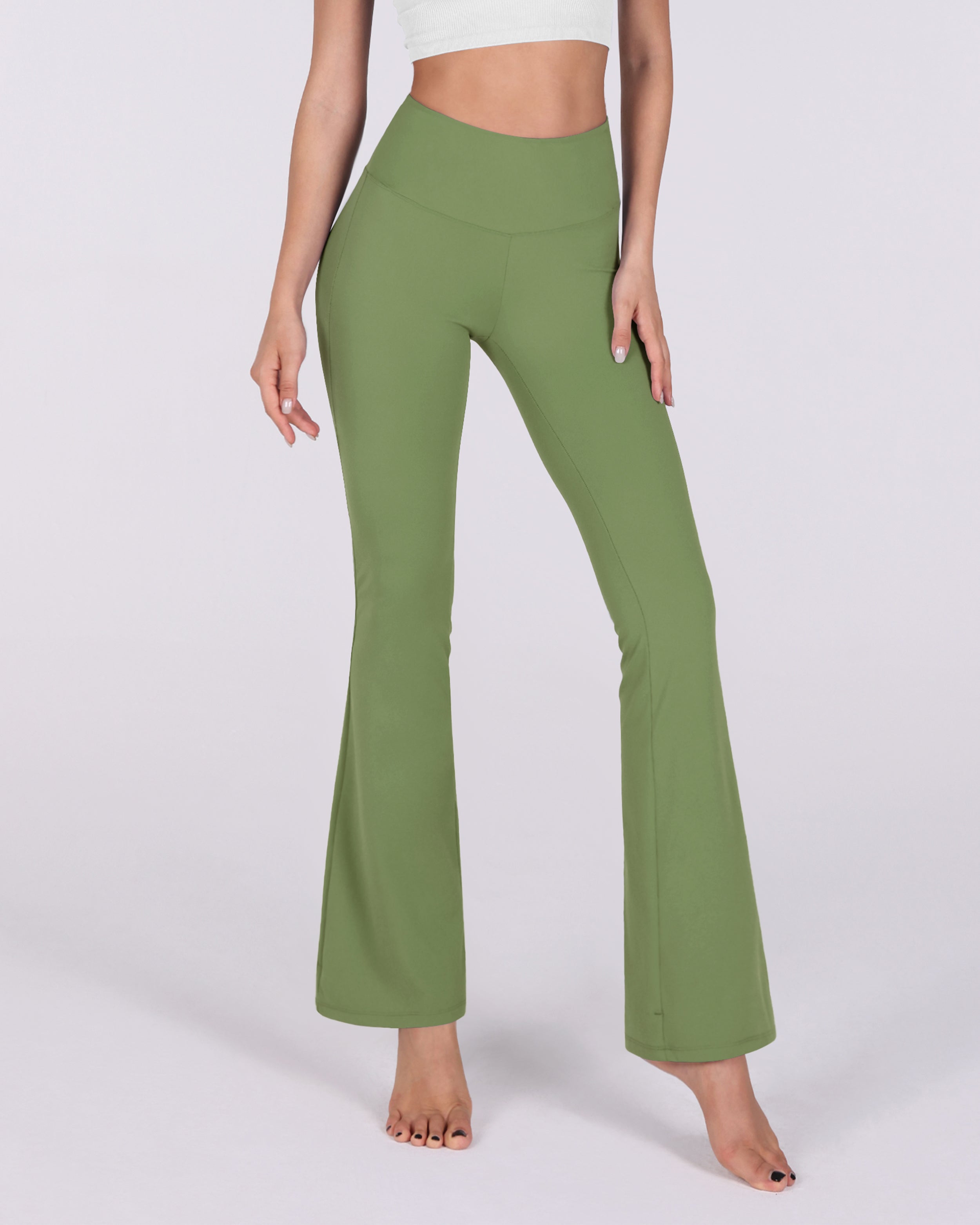 31 Tummy Control Workout Yoga Pants Light Olive - ododos