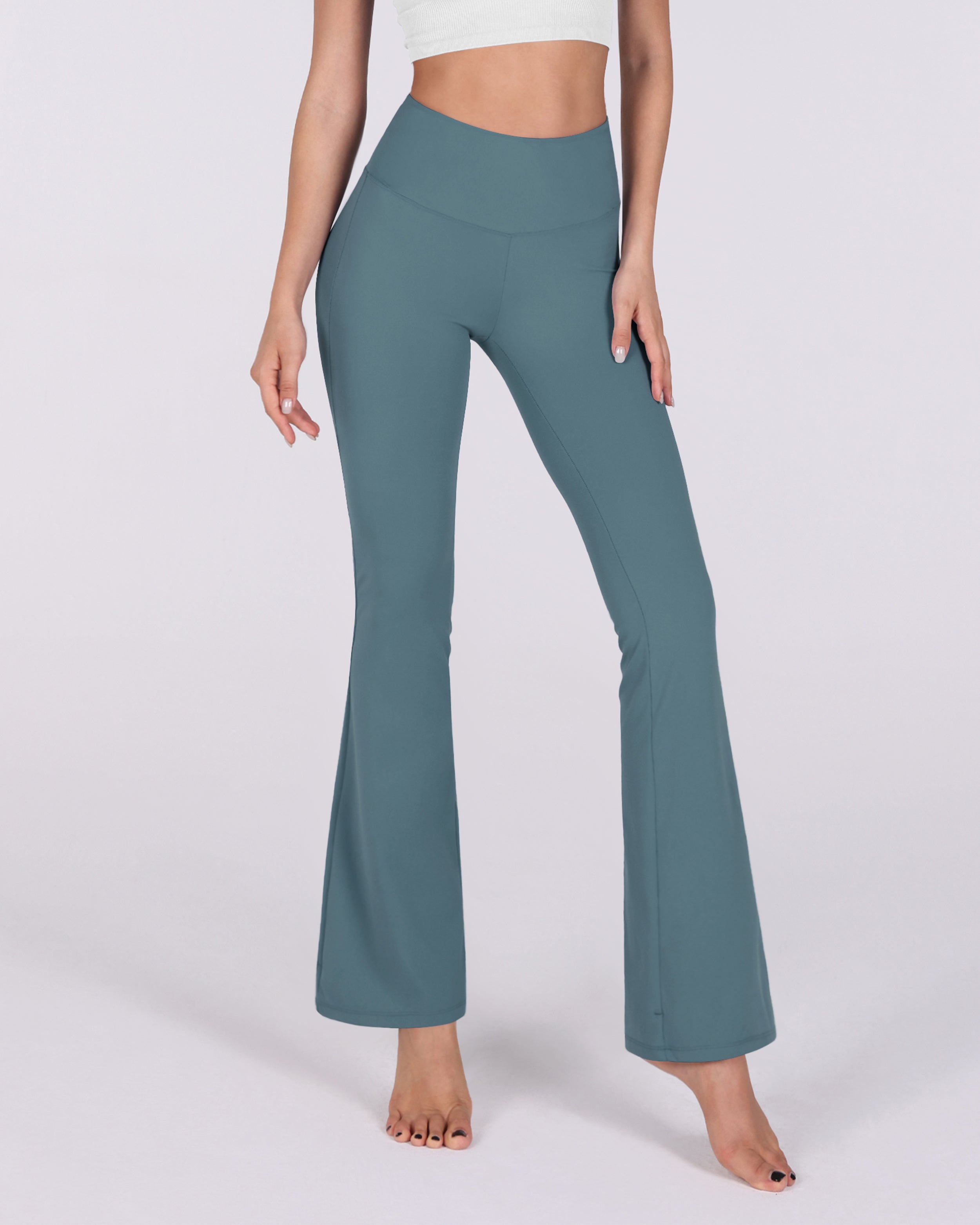 31 Tummy Control Workout Yoga Pants Steel Blue - ododos
