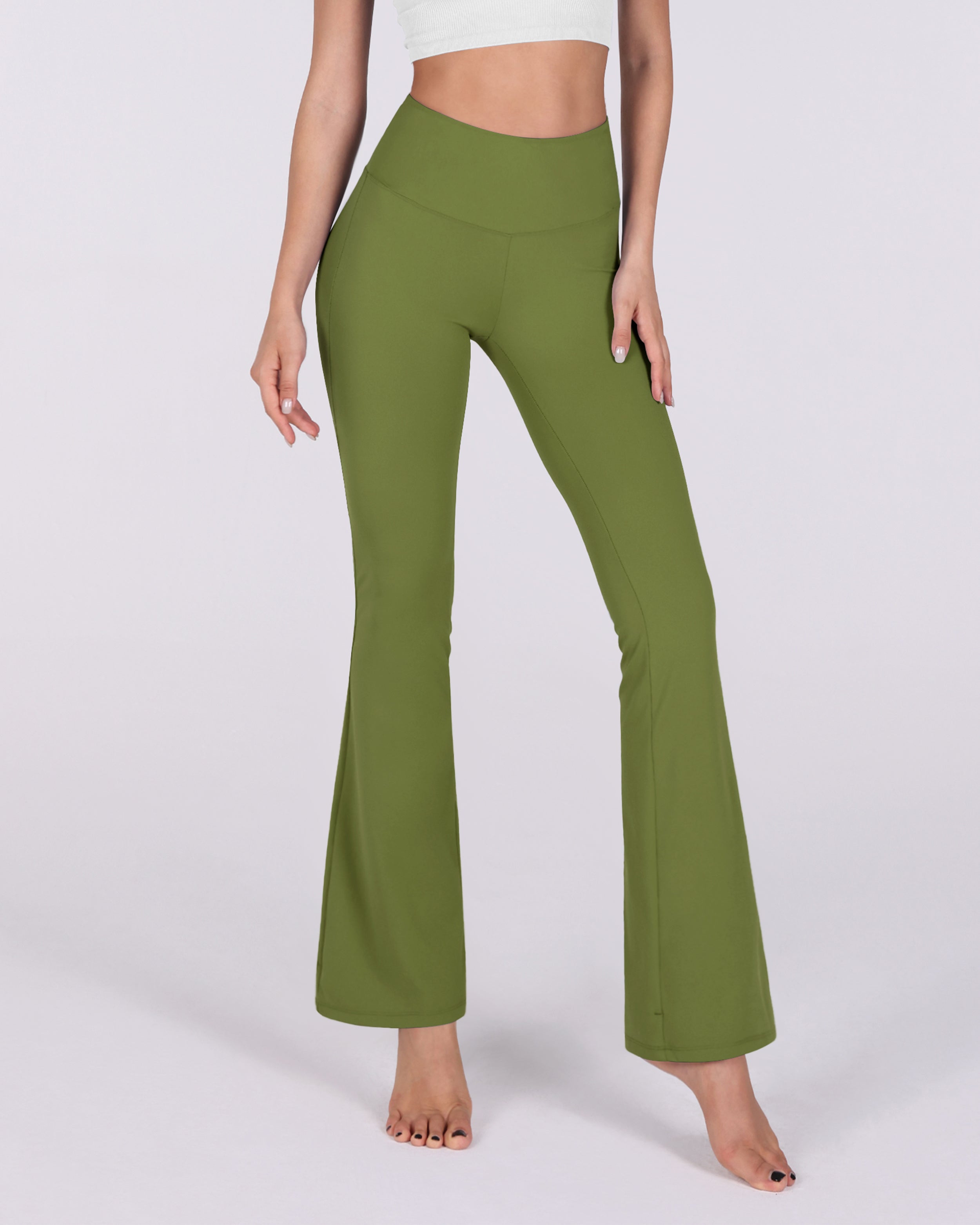 31 Tummy Control Workout Yoga Pants Army - ododos