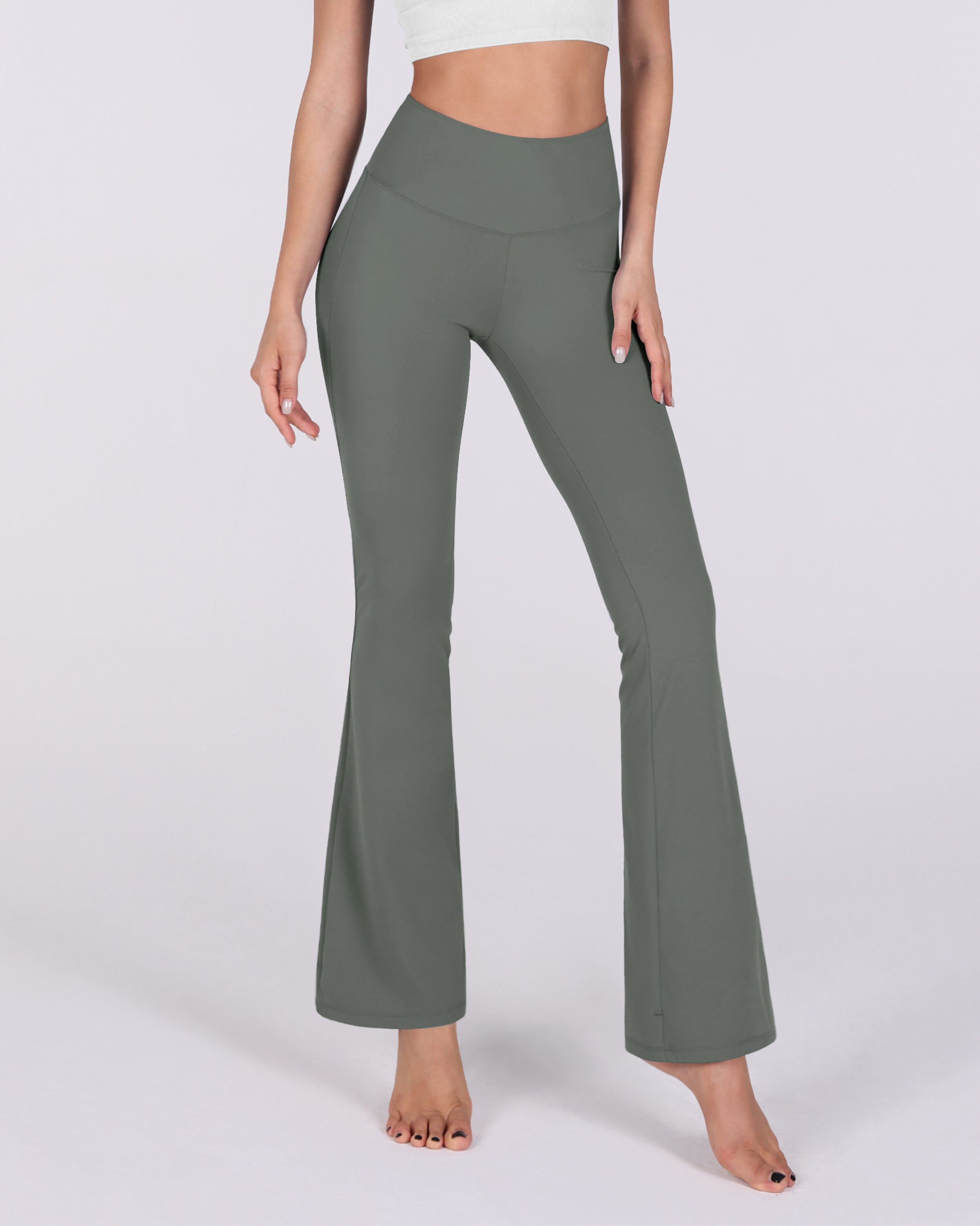 31 Tummy Control Workout Yoga Pants Gray - ododos