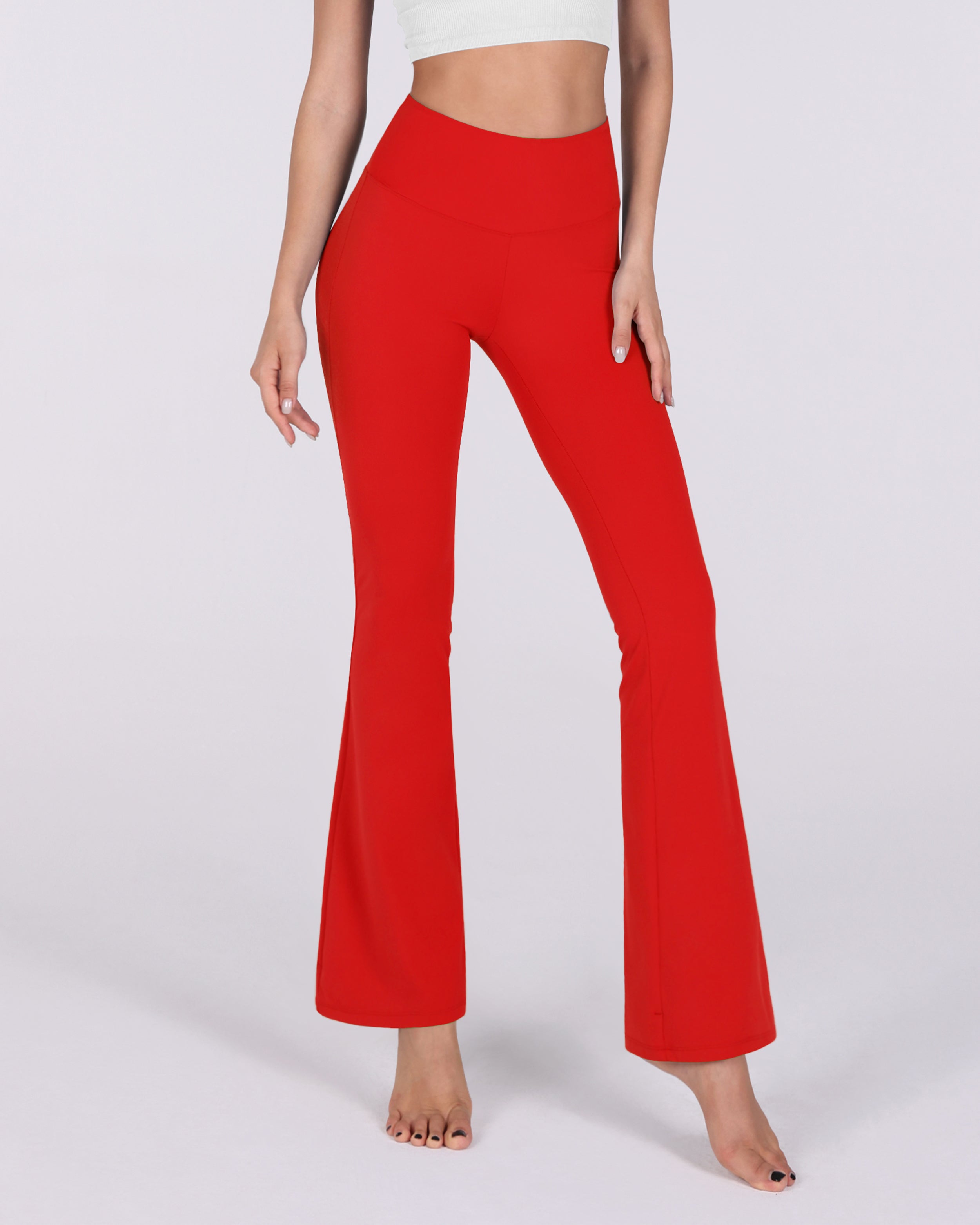 31 Tummy Control Workout Yoga Pants Red - ododos